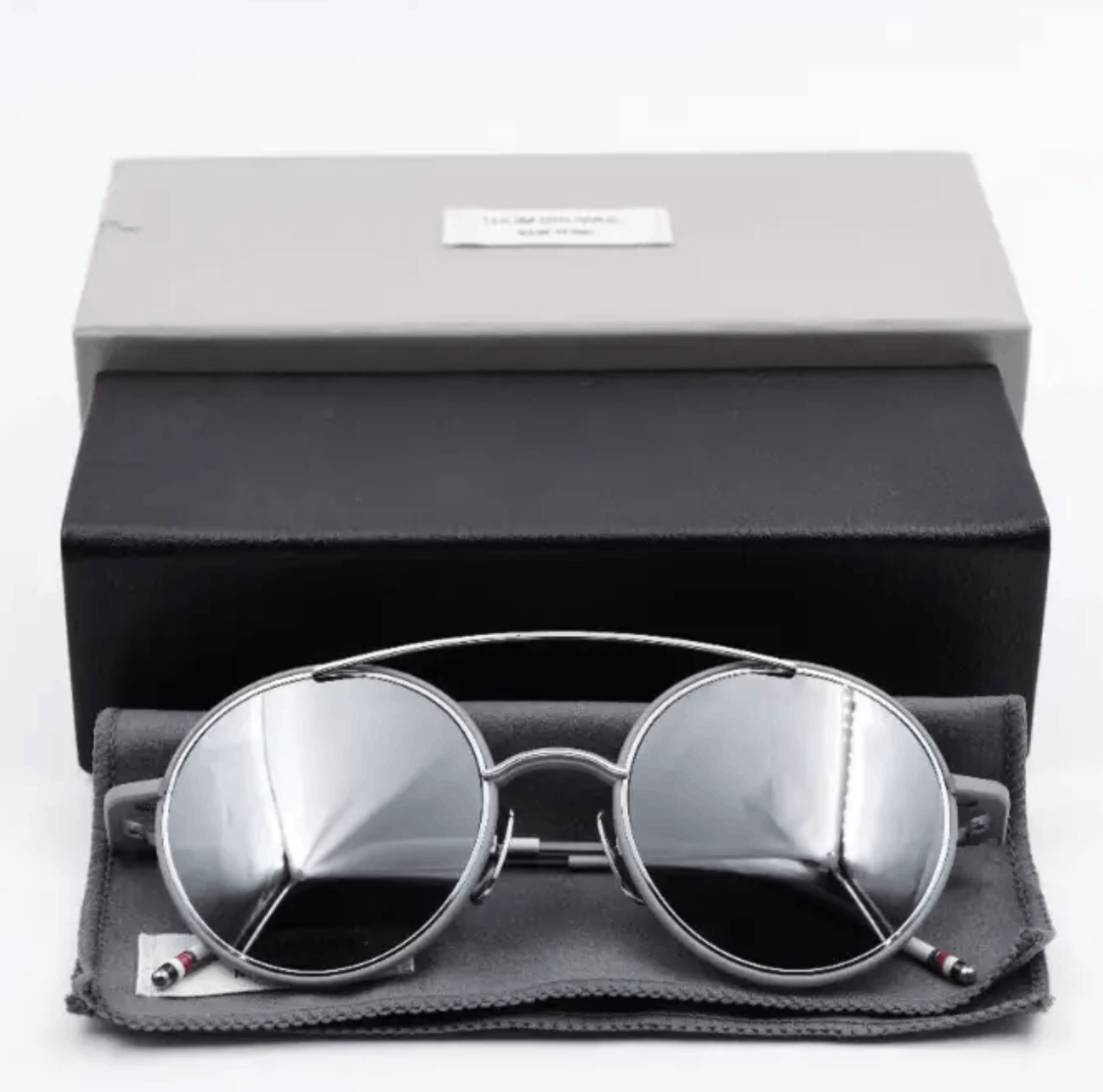 Thom Browne Round Sunglasses Silver TB-108-B-T-GRY-SLV-50