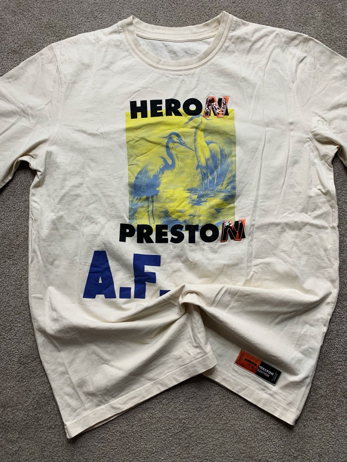 Designer Heron Preston x A.F. White Graphic Tee Oversize Minimalist Size US L / EU 52-54 / 3 - 3 Thumbnail