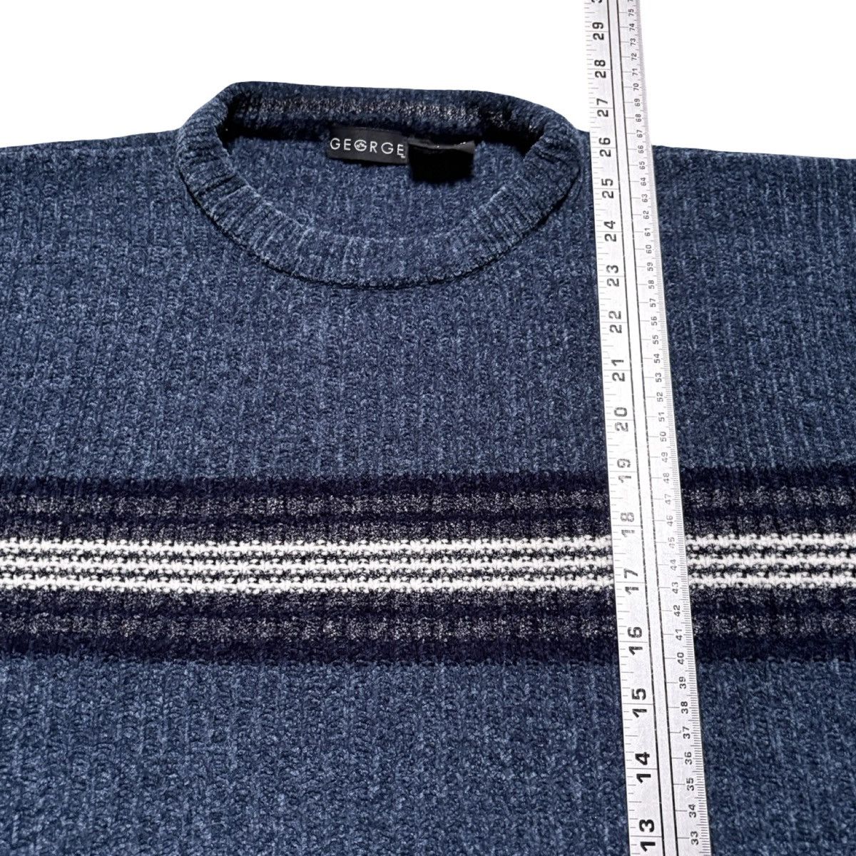 George Vintage Y2K George Striped Ribbed Fuzzy Sweatshirt Men's L Size US L / EU 52-54 / 3 - 4 Thumbnail