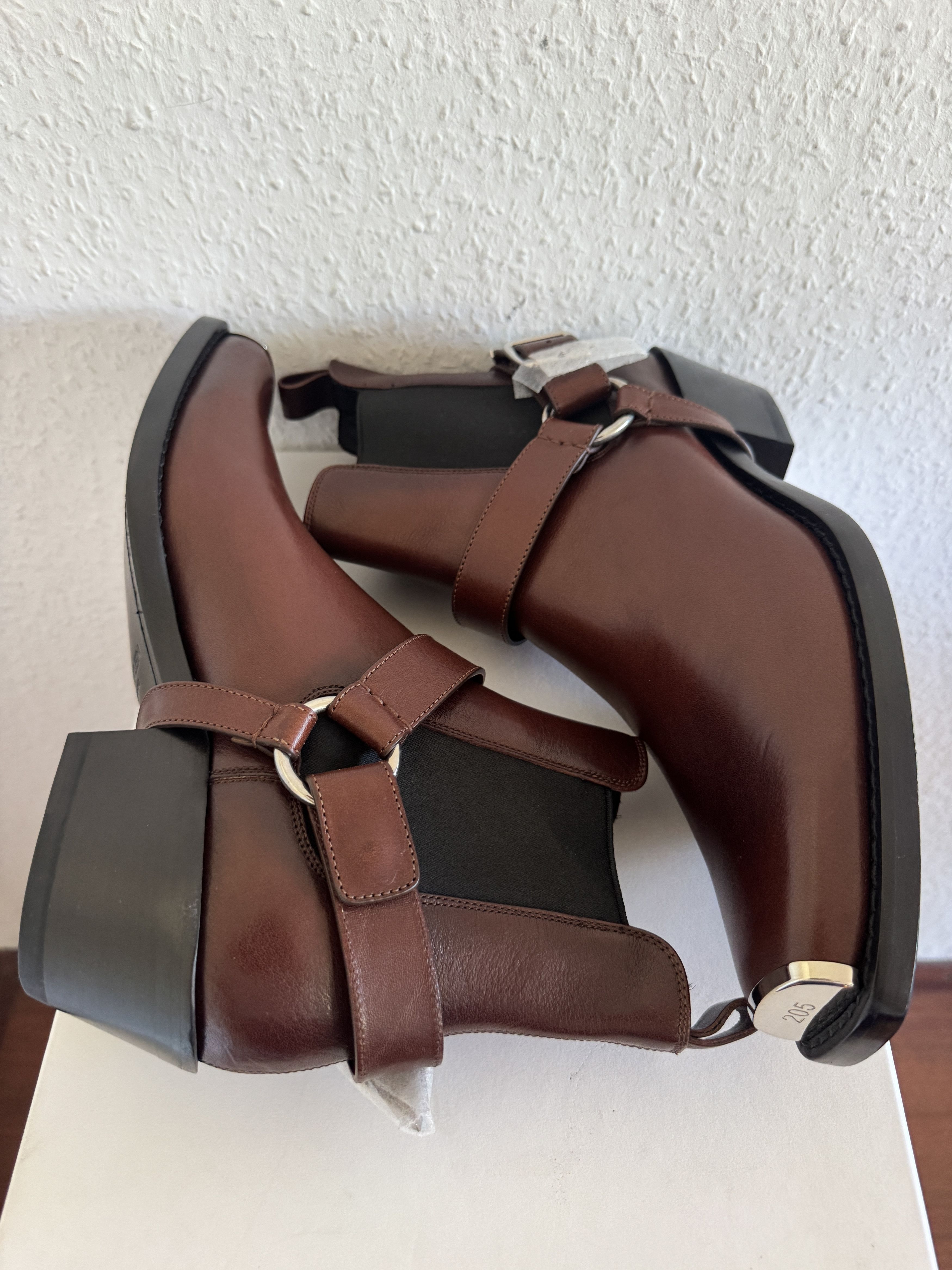 Brown Leather Harness Boots