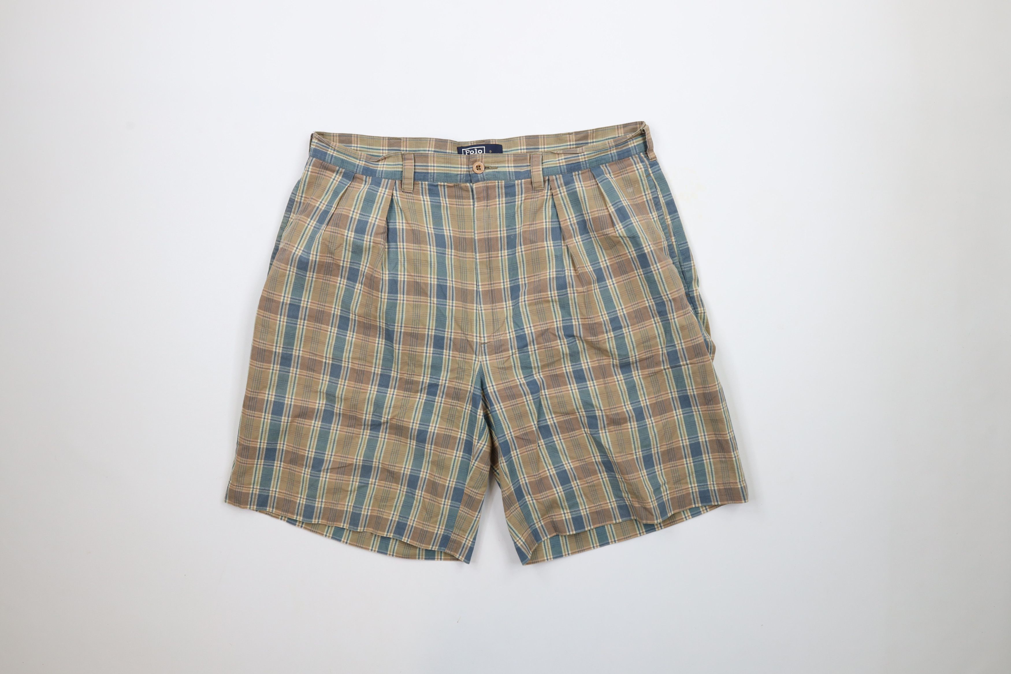 Ralph Lauren × Vintage Vintage 90s Ralph Lauren India Madras Plaid Shorts Cotton Size US 34 / EU 50 - 1 Thumbnail