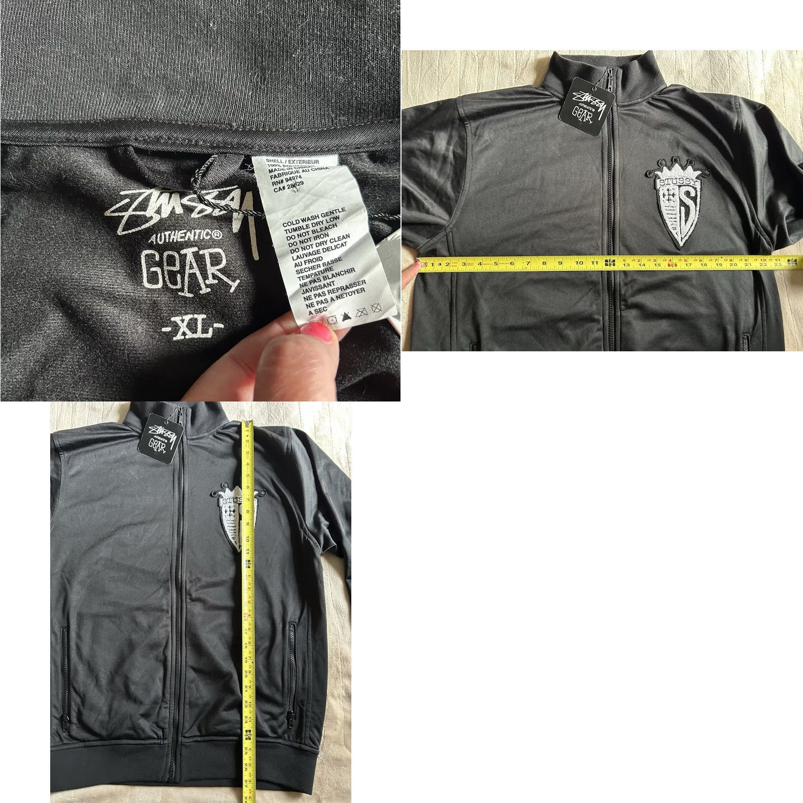 Vintage VINTAGE Stussy Gear Track Jacket Full Zip Men’s Size XL Y2K Crest Black Size US XL / EU 56 / 4 - 8 Thumbnail