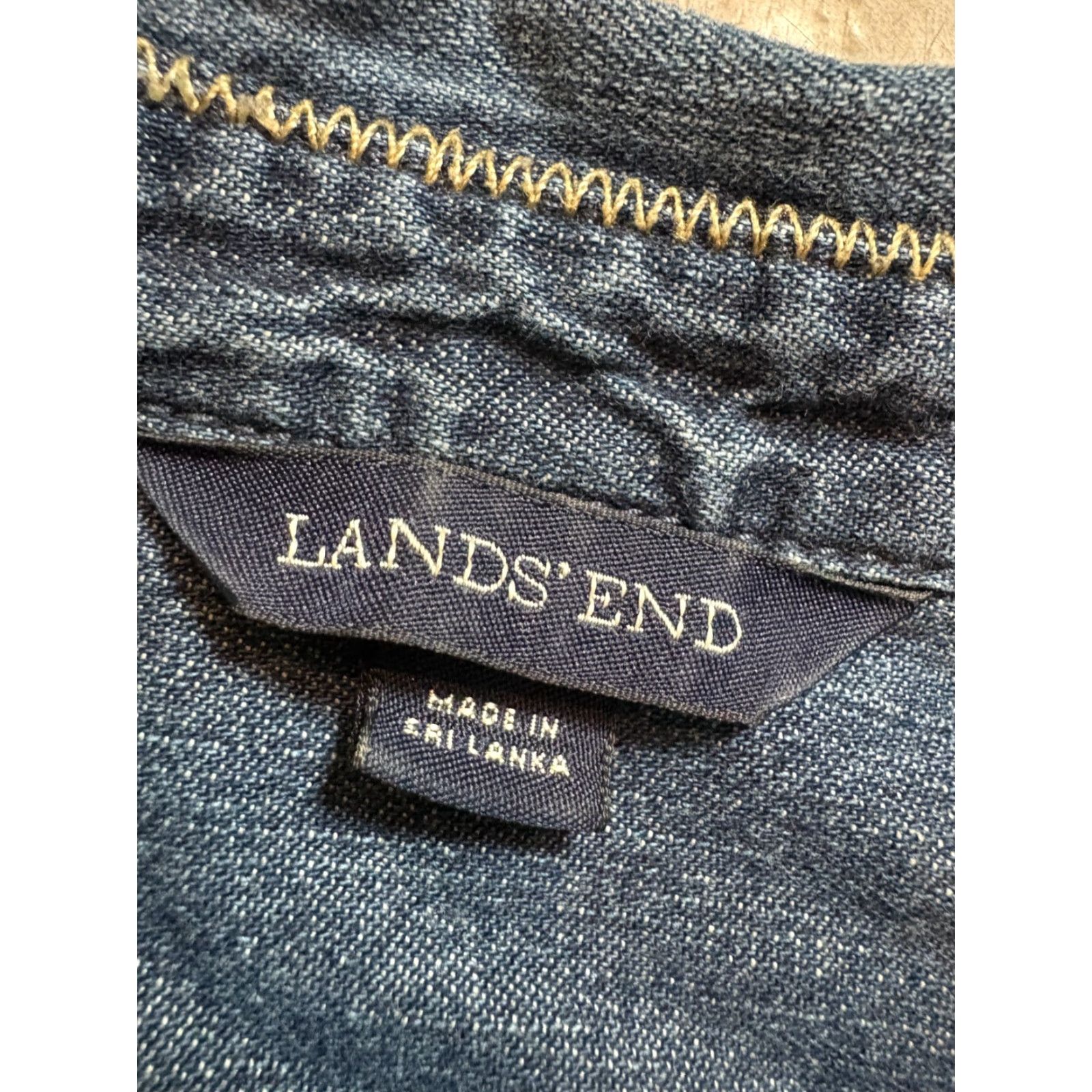 Lands' End Lands' End Button Up Shirt Womens 14P Blue Anchor Buttons Long Sleeve Collared Pockets Denim Beach Nautical Size XL / US 12-14 / IT 48-50 - 4 Thumbnail