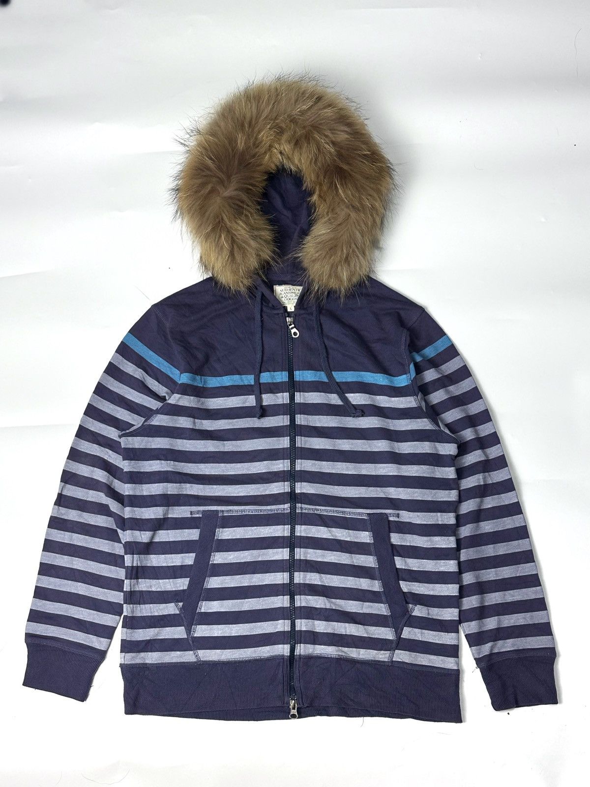 Hysteric Glamour × Japanese Brand × Le Grande Bleu (L.G.B.) Fur hoodie stripe 2000s Japanese ifsix lgb styled Size US L / EU 52-54 / 3 - 2 Thumbnail