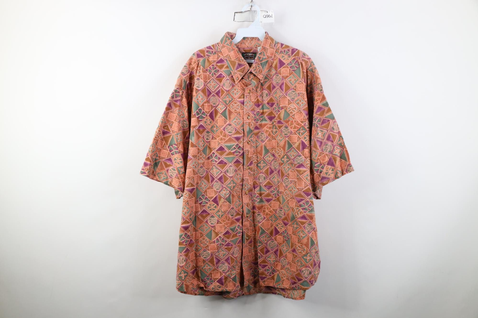 Vintage Vintage 90s Streetwear Geometric Collared Button Down Shirt Size US XXL / EU 58 / 5 - 1 Thumbnail