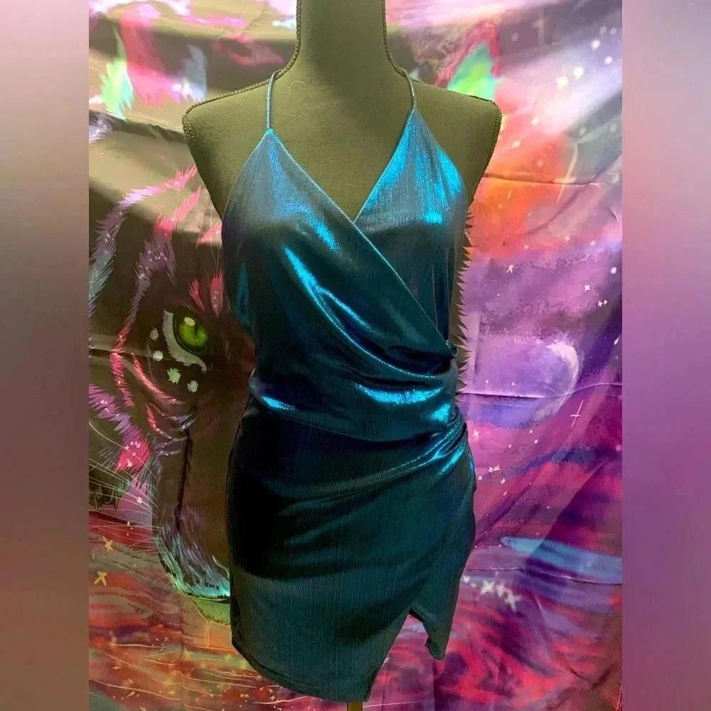 Designer Stunning Metallic Deep Blue Dress Size XS / US 0-2 / IT 36-38 - 1 Thumbnail