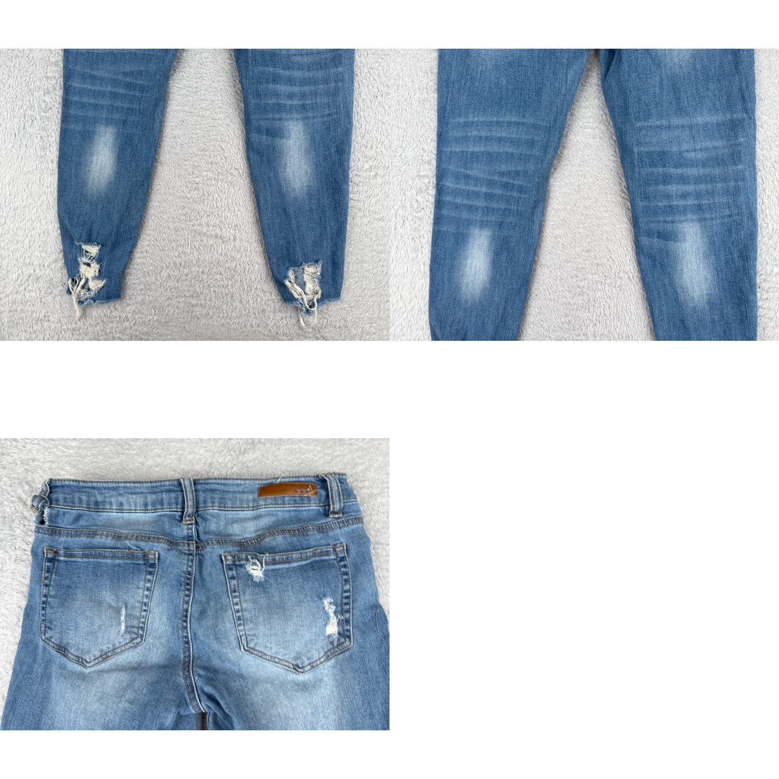 Vintage Dollhouse Jeans Juniors 9 Denim Blue Skinny Tapered Distressed 28x26 Jeans Womens Girls Mens Size 30" / US 8 / IT 44 - 10 Thumbnail