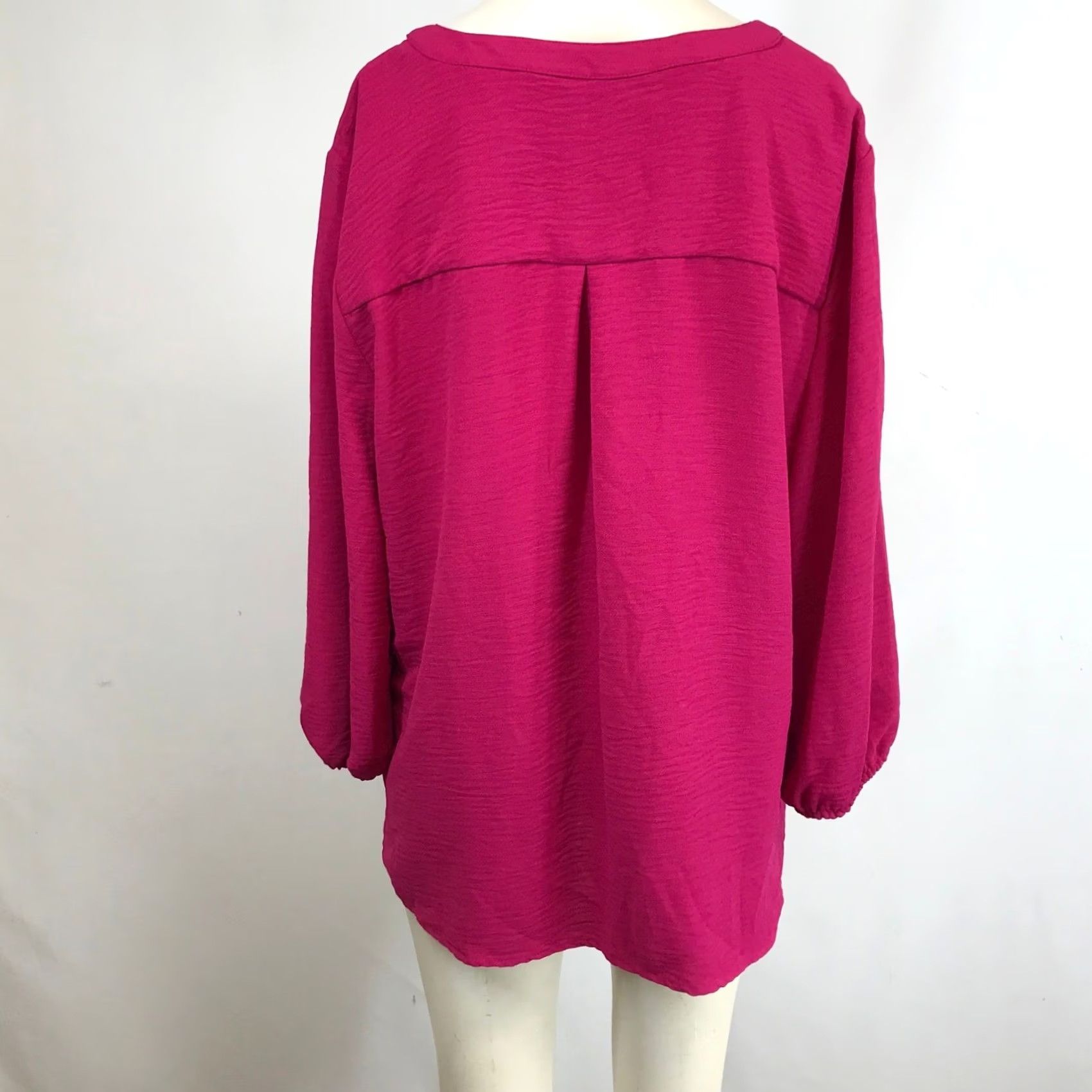 Vintage Chicos Blouse V-Neck Flutter Sleeve 3/4 Size 2 Womens Pink Raspberry Truffle Knit Pullover Size XS / US 0-2 / IT 36-38 - 5 Thumbnail