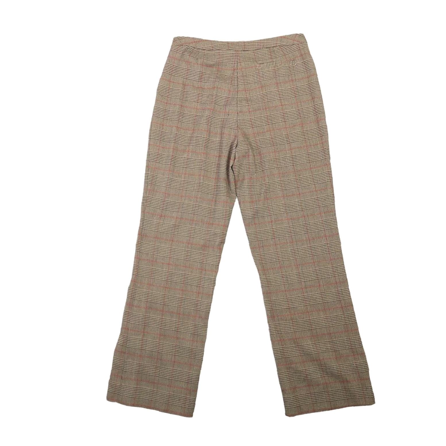 George VINTAGE 90s George Plaid Pants Women Medium Tan Black Straight Leg Trouser 10, Fall, Casual, Dress Pants, 29 Inseam, Mid Rise, Polyester, Size 10 Size 24" / US 00 / IT 34 - 3 Thumbnail
