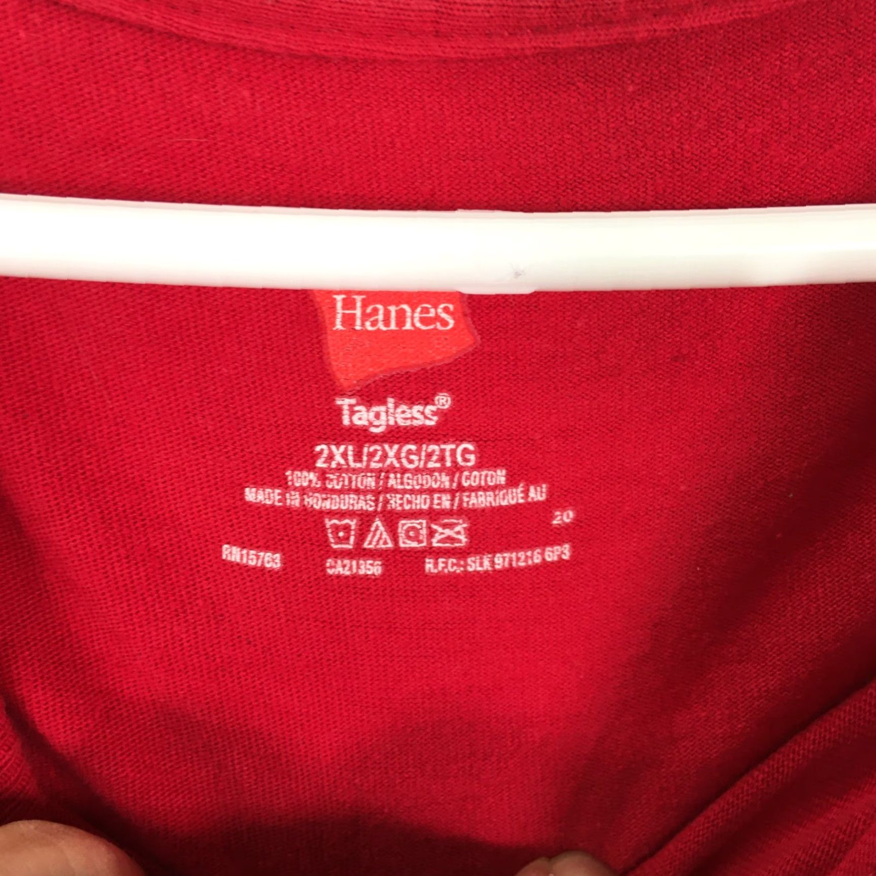 Hanes Hanes Mens T-Shirt Shirt 2XL Red 100% Cotton Regular Big & Tall Crew Neck Short Sleeve Size US XXL / EU 58 / 5 - 4 Thumbnail