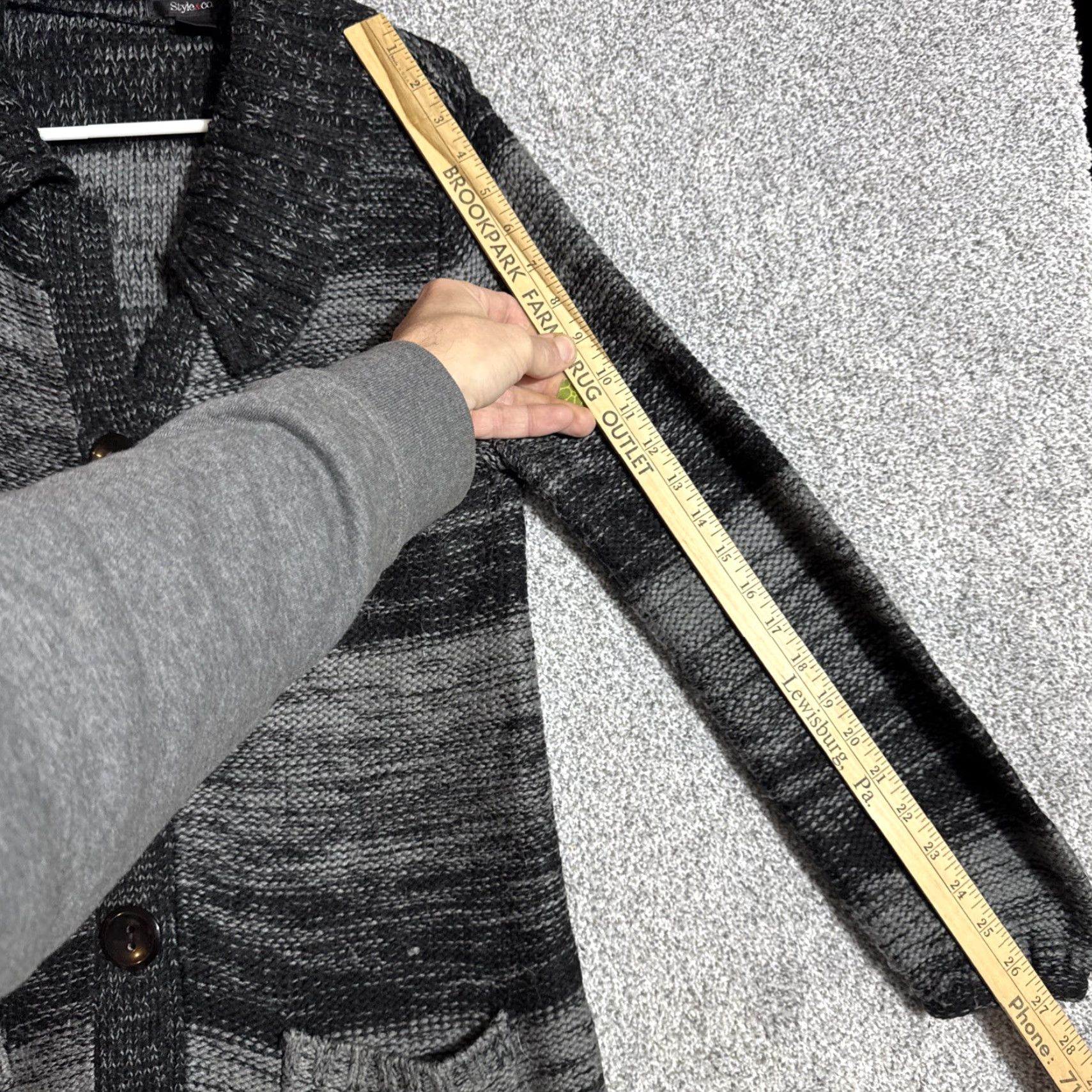 Vintage Style & Co. Cardigan Sweater Womens M Dark Academia Witchy Grandpacore Knit Cardigan Open Pockets Long Sleeve Collared Gray Acrylic Knit Vintage No Size M / US 6-8 / IT 42-44 - 4 Thumbnail