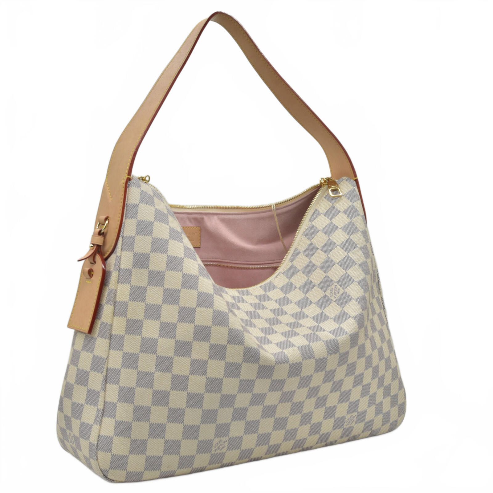 Louis Vuitton $2740 Louis Vuitton Damier Azur Slouchy MM Rose Ballerine Size ONE SIZE - 5 Thumbnail