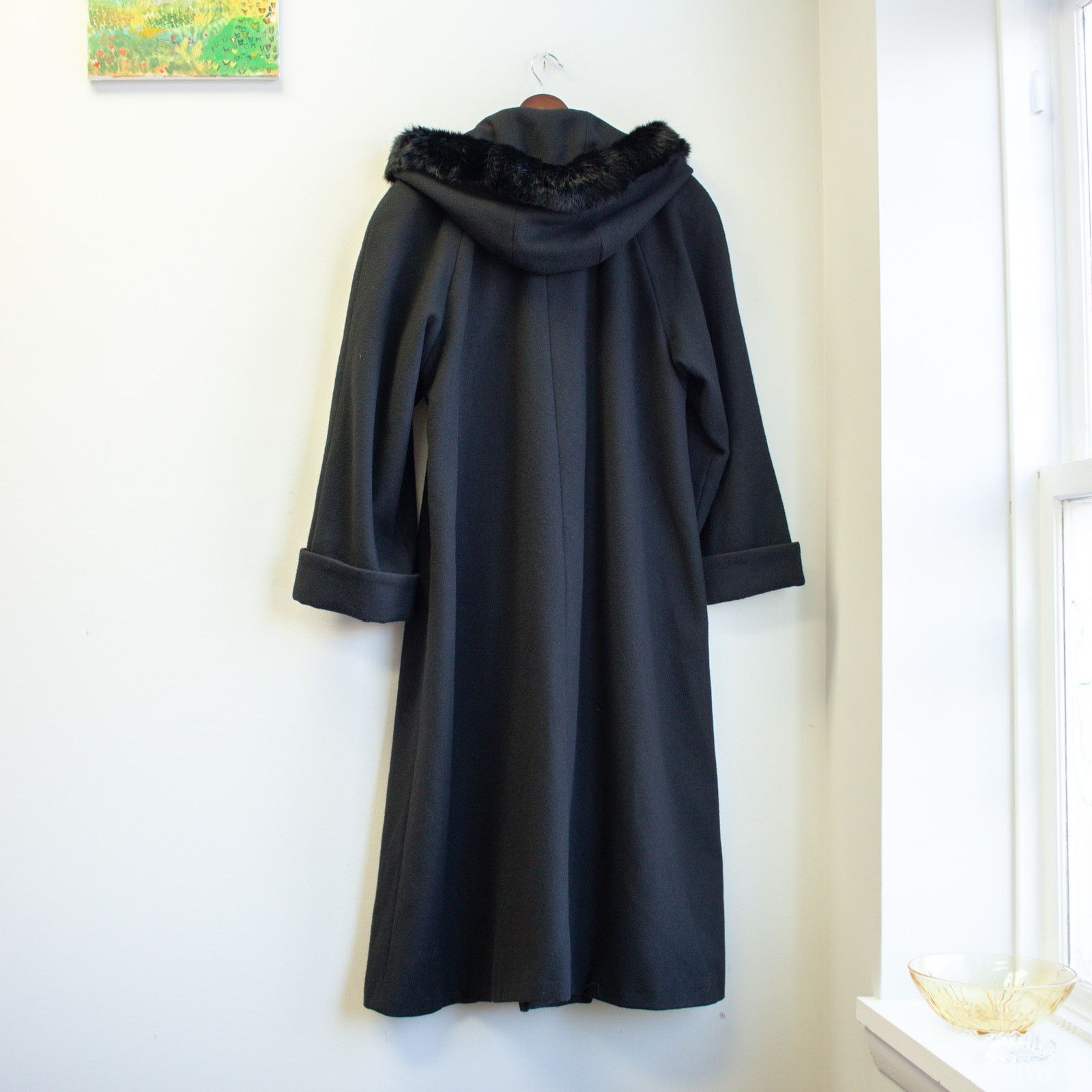 Vintage VTG Donny Brook Black Long Wool Coat with Fur Hood Size 12 Size XL / US 12-14 / IT 48-50 - 2 Thumbnail