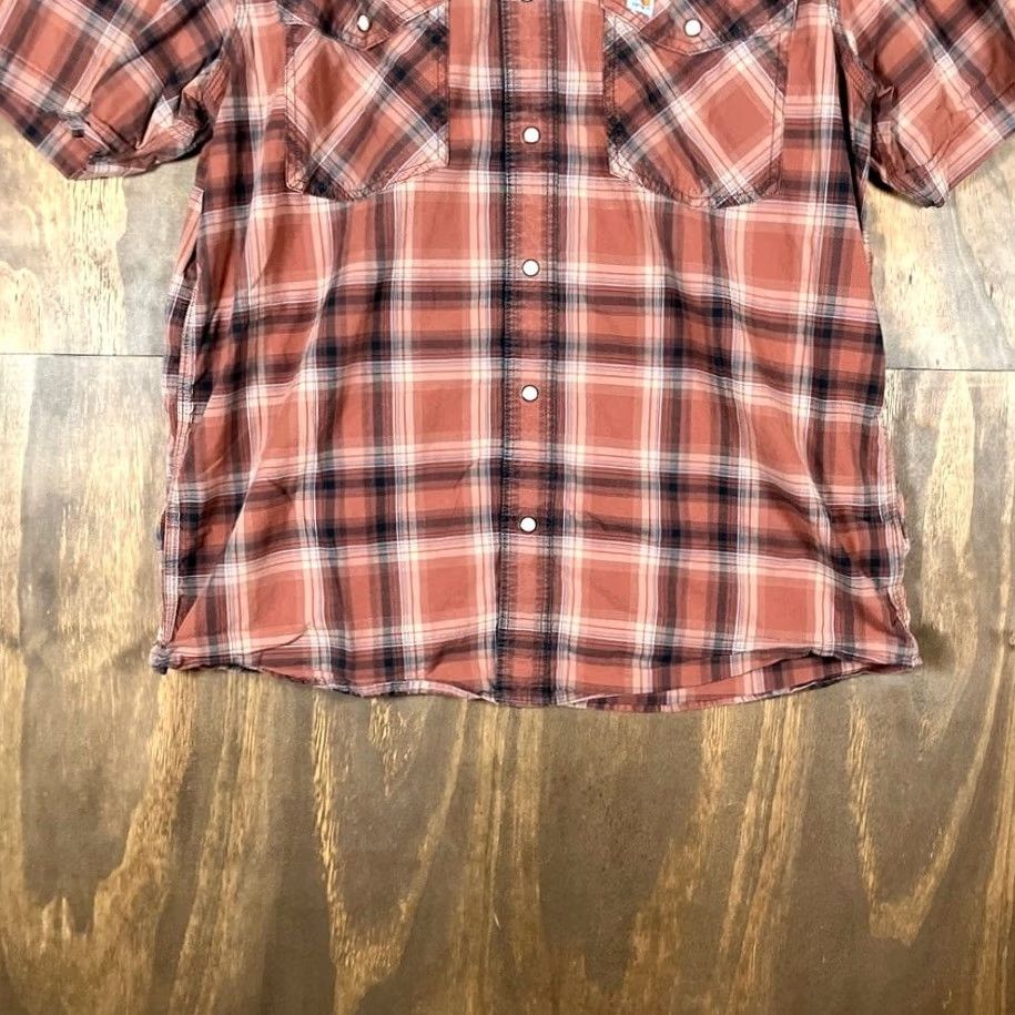 Carhartt Carhartt Shirt Mens Burnt Orange Plaid Pearl Snap Relaxed Fit Stretch Large Size US L / EU 52-54 / 3 - 3 Thumbnail