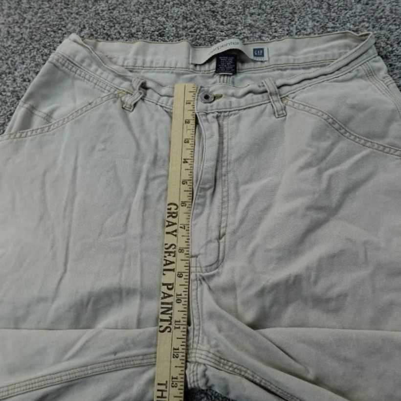 Gap VINTAGE Gap Shorts Mens 33 Beige Carpenter Utility Canvas Hammer Loop Work Cargo Y2K 90s Jeans? Size US 33 - 5 Thumbnail