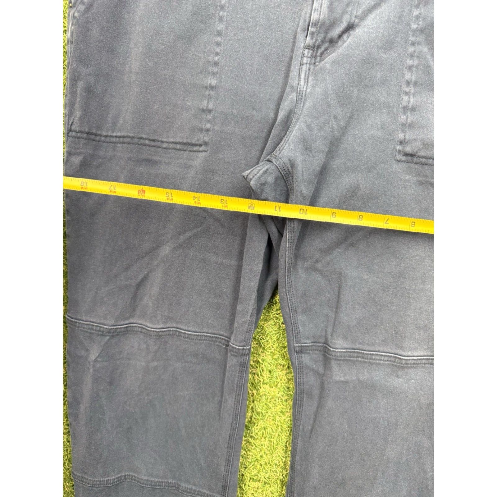 Frye FRYE Double Knee Jeans Mens 36x32 Mid-Rise Khaki Canvas Straight Leg Workwear Size US 36 / EU 52 - 3 Thumbnail