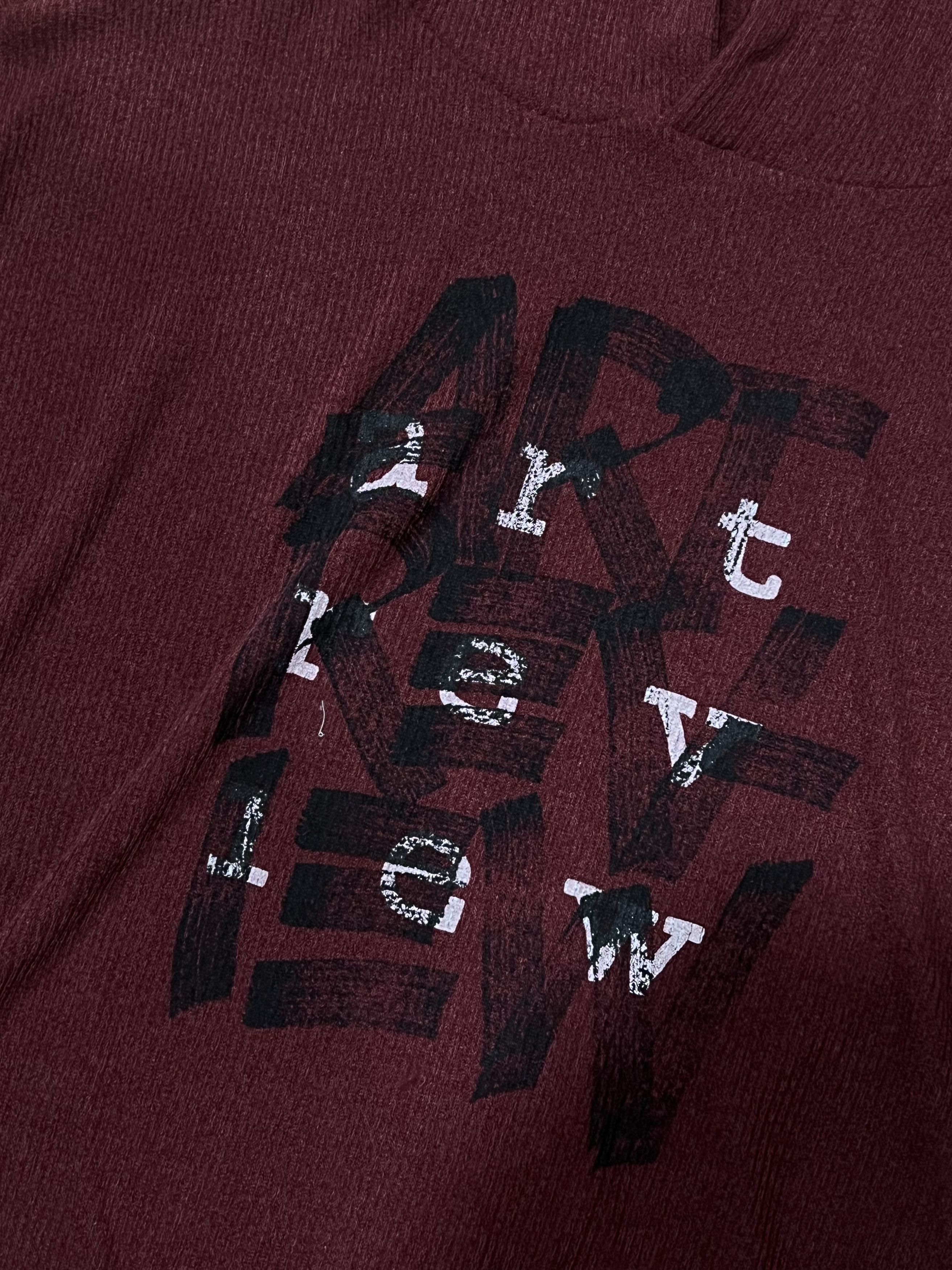 Vintage Korean Streetwear Maroon Red Knit Short-Sleeve Hoodie Size US L / EU 52-54 / 3 - 2 Thumbnail