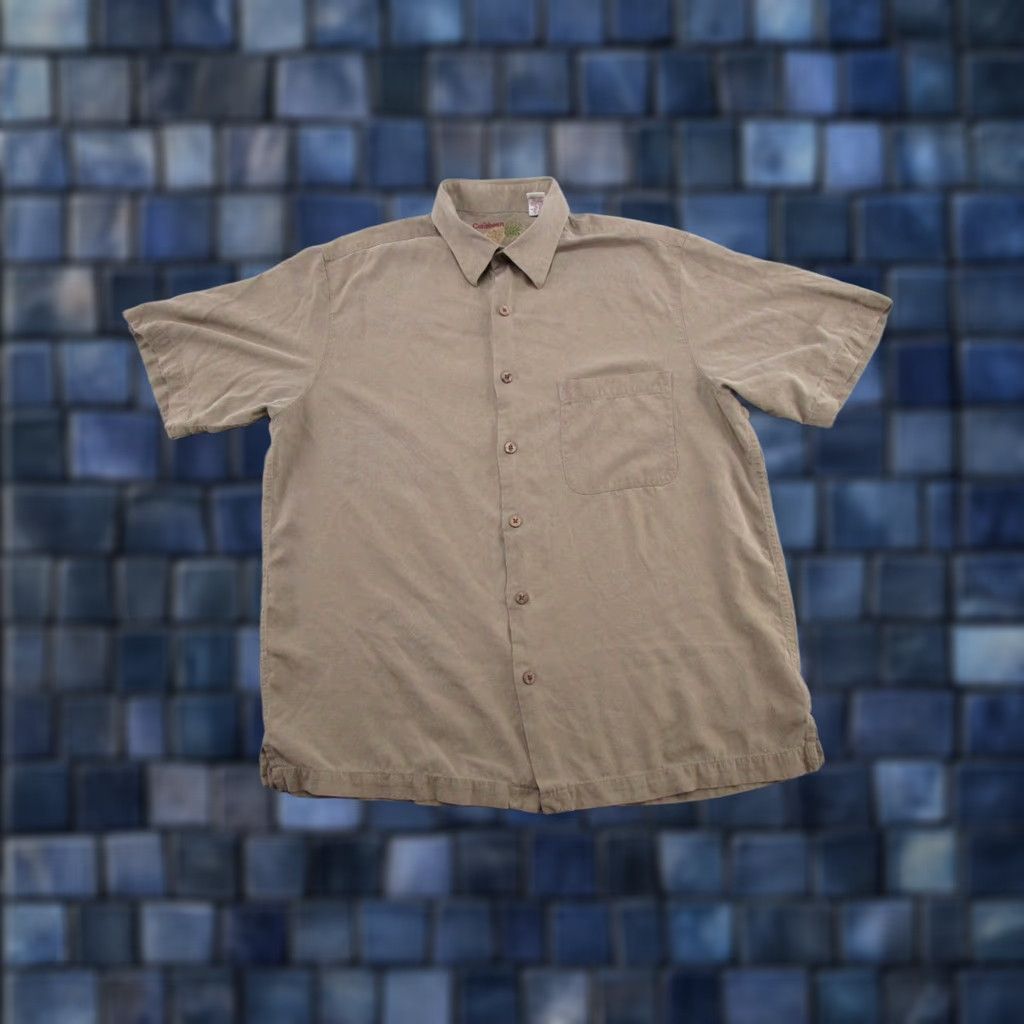 Vintage Caribbean Pineapple Short Sleeve Button-Up Shirt Mens L Beige Tropical Silk Knit? (Note: original content disallows adding new info) Size US L / EU 52-54 / 3 - 1 Thumbnail