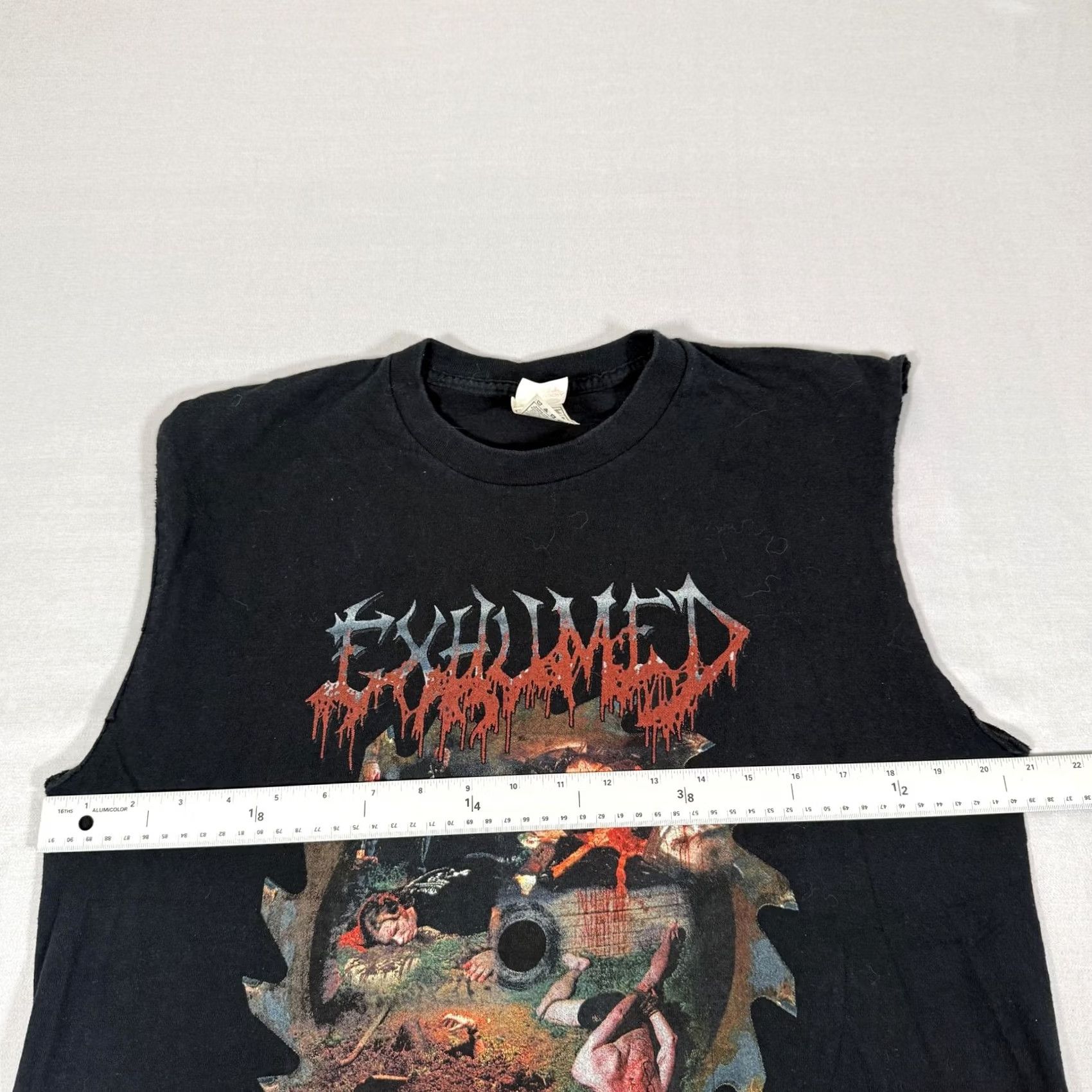 Fruit Of The Loom VINTAGE Fruit of the Loom Exhumed The Saw Is The Law Sleeveless T-Shirt Mens L Black Graphic Print Band Music Horror Death Metal Size US L / EU 52-54 / 3 - 4 Thumbnail