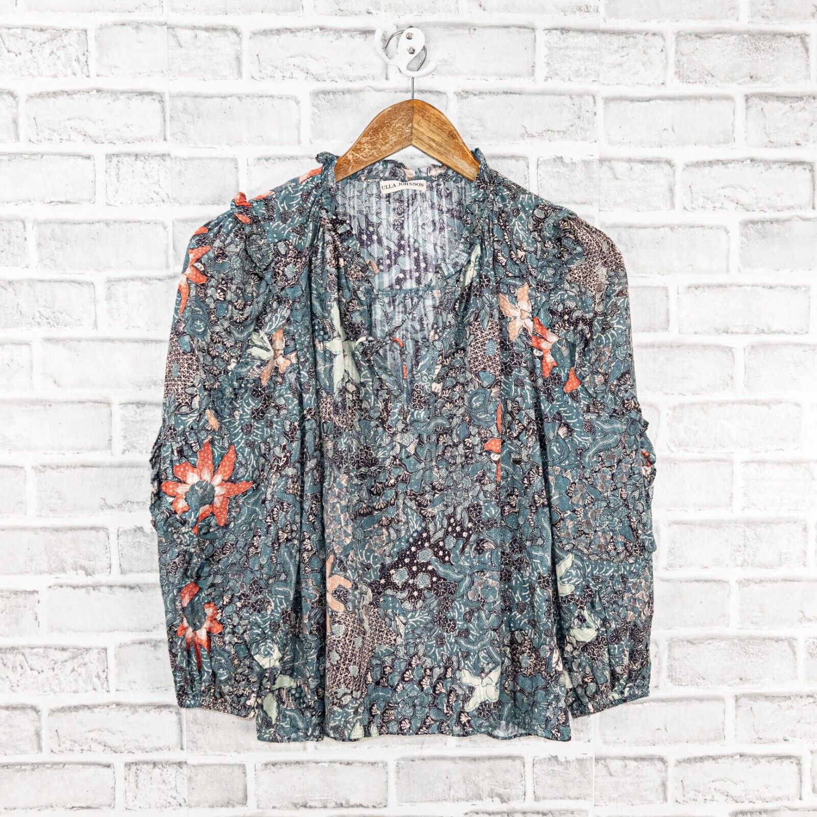 Ulla Johnson Ulla Johnson Manet Blouse Azul Floral BOHO Ruffle trime 0 Size XS / US 0-2 / IT 36-38 - 6 Thumbnail