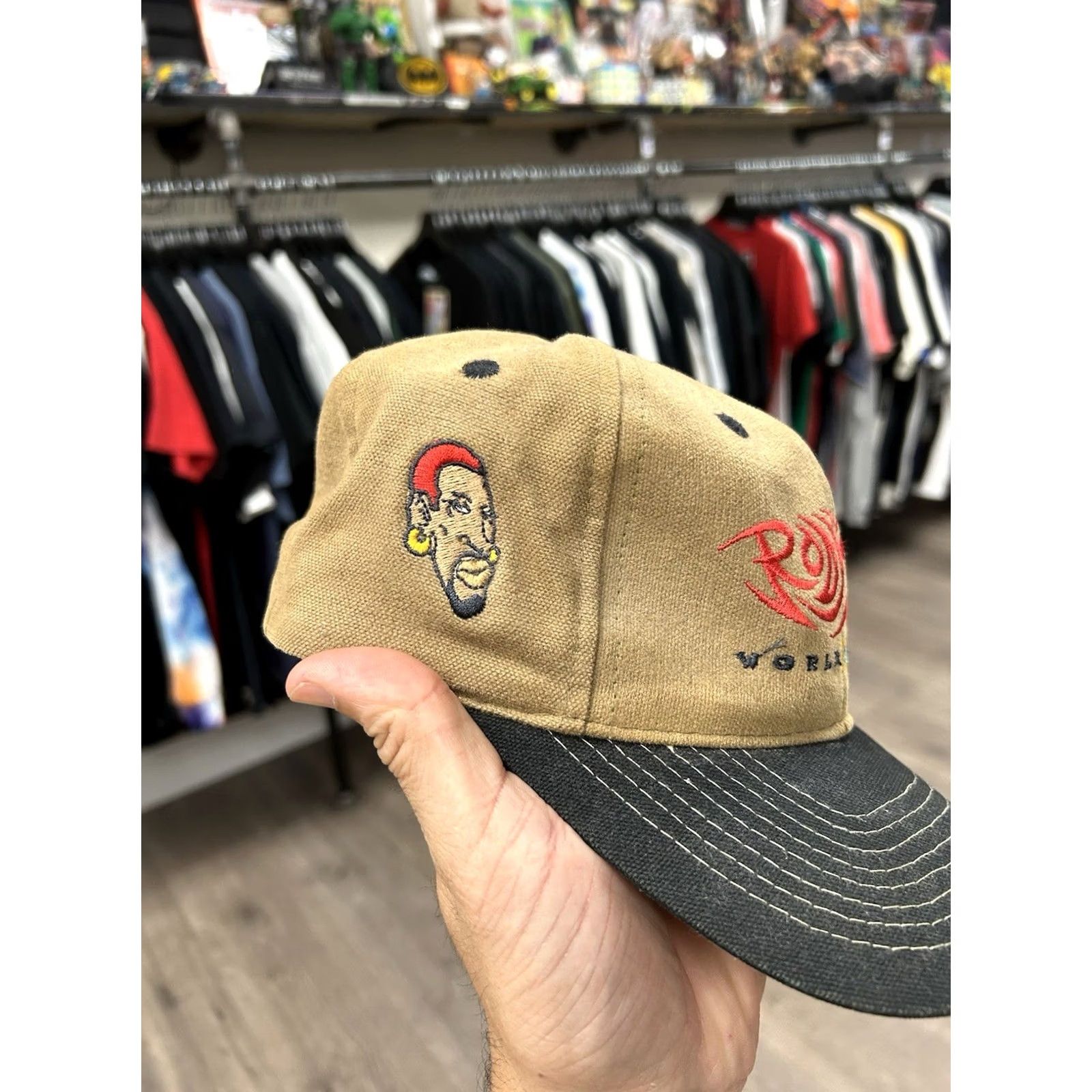 Vintage VINTAGE Dennis Rodman MTV World Tour Tattoo Logo Hat Rodman Rare Needs Repair 96 Medical? Size ONE SIZE - 2 Thumbnail