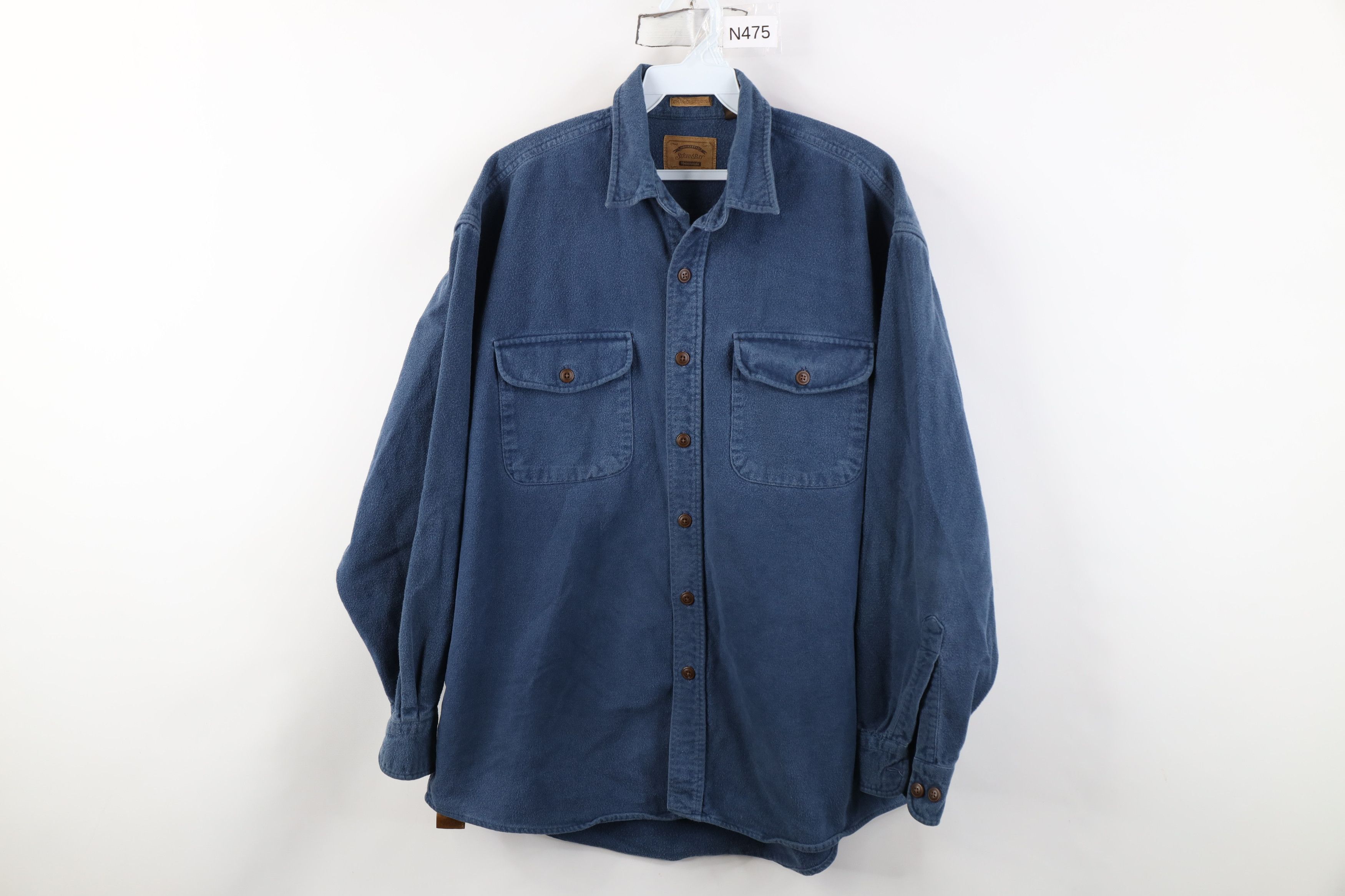 Vintage Vintage 90s Streetwear Heavy Chamois Cloth Button Shirt Blue Size US L / EU 52-54 / 3 - 1 Thumbnail