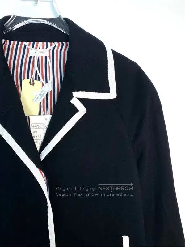 Thom Browne Black Striped Cashmere Coat .