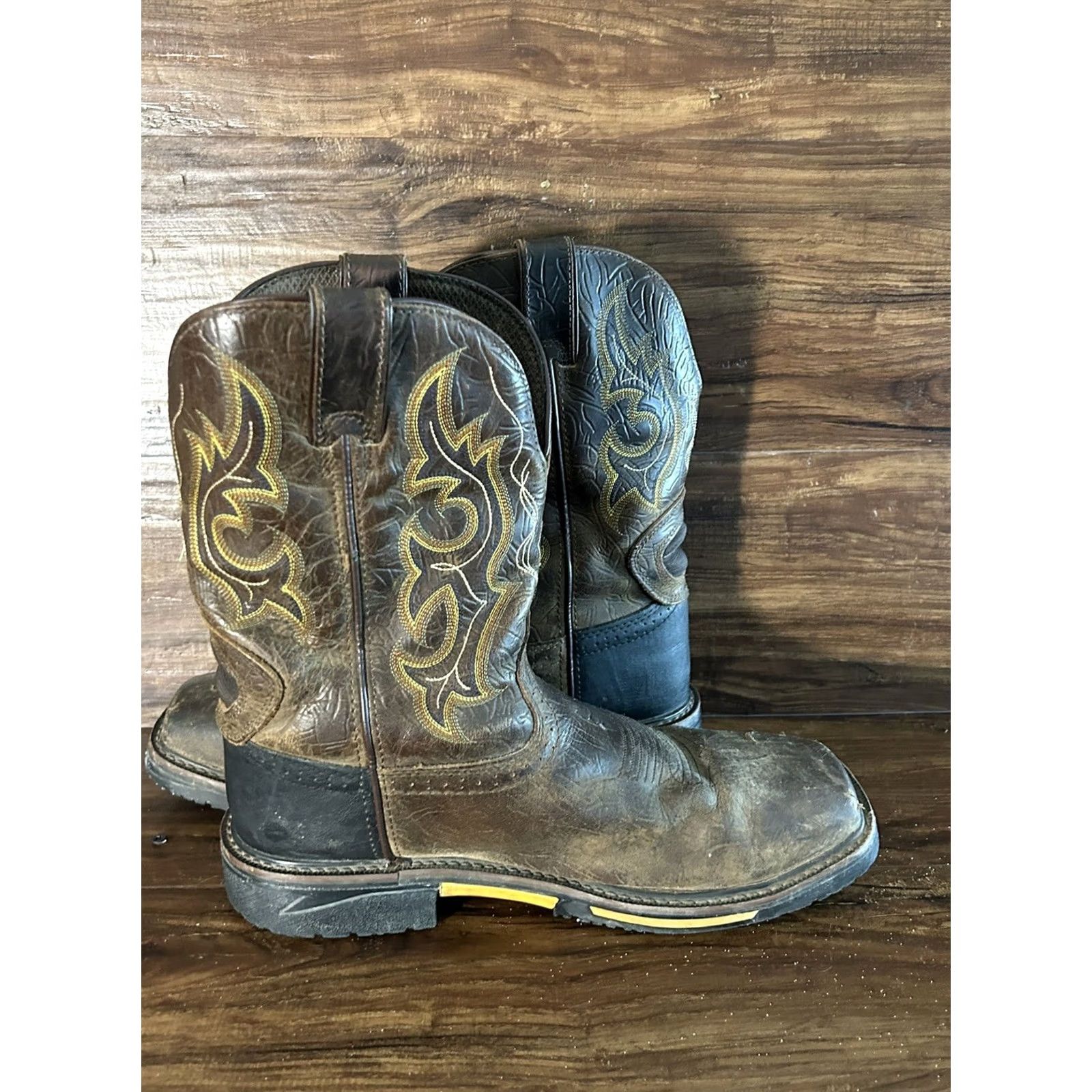 Vintage Justin Joist SE4625 Sz 13 D Rustic Barnwood Workwear Boots Composite Toe Leather Western Mens Shoes Size US 13 / EU 46 - 5 Thumbnail