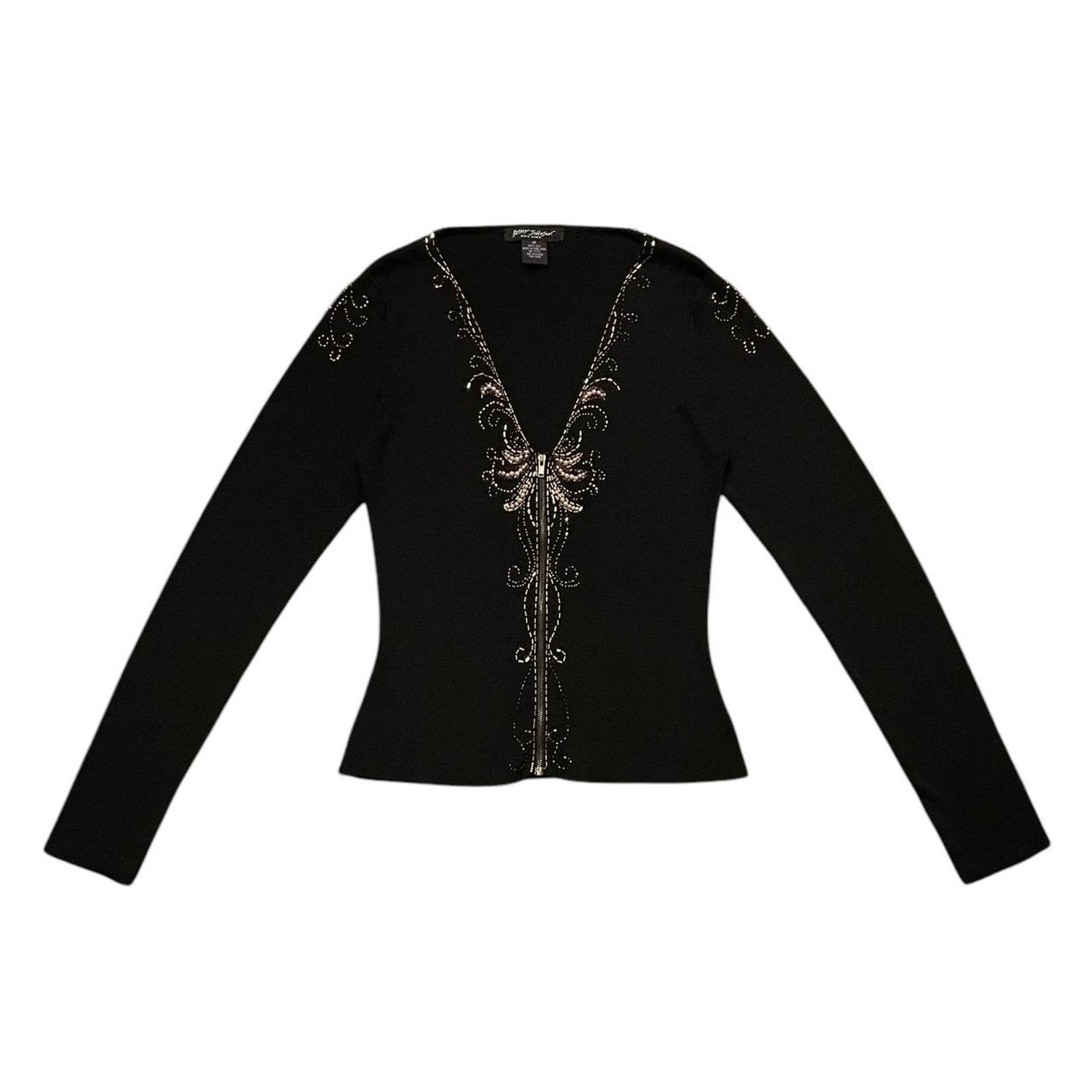 Betsey Johnson VTG 90s Betsey Johnson New York 100% silk full-zip cardigan Size M / US 6-8 / IT 42-44 - 2 Thumbnail