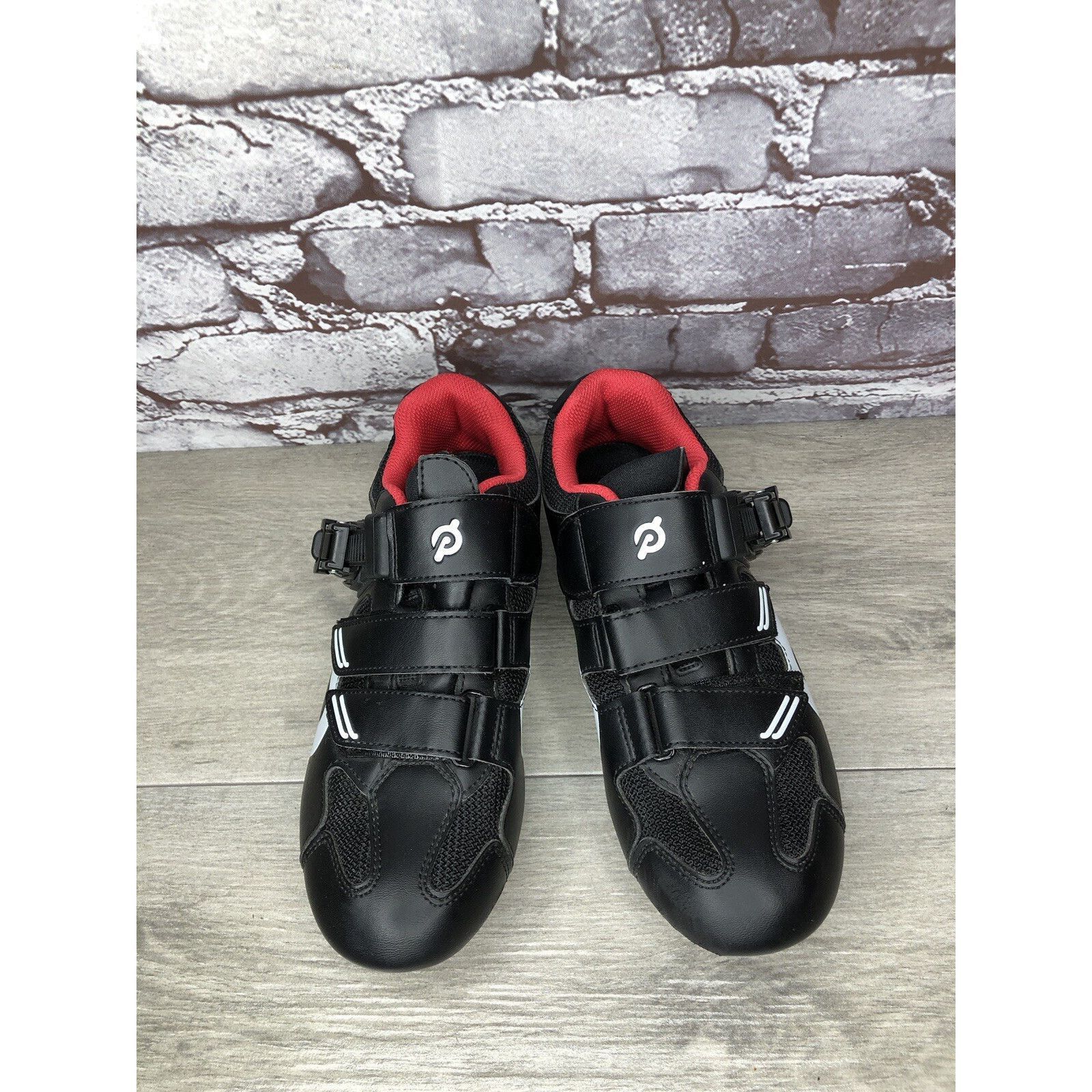 Other Peloton Cycling Shoes Black Leather Mesh White Red Strap Wom Size US 6.5 / IT 36.5 - 11 Thumbnail
