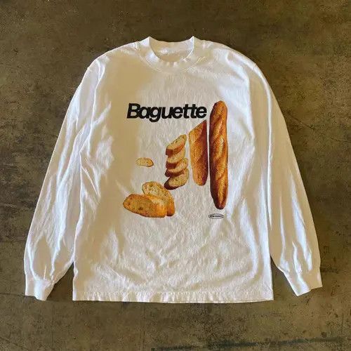 Japanese Brand × Vintage Long bread print white casual retro long sleeve tee Size US M / EU 48-50 / 2 - 1 Thumbnail