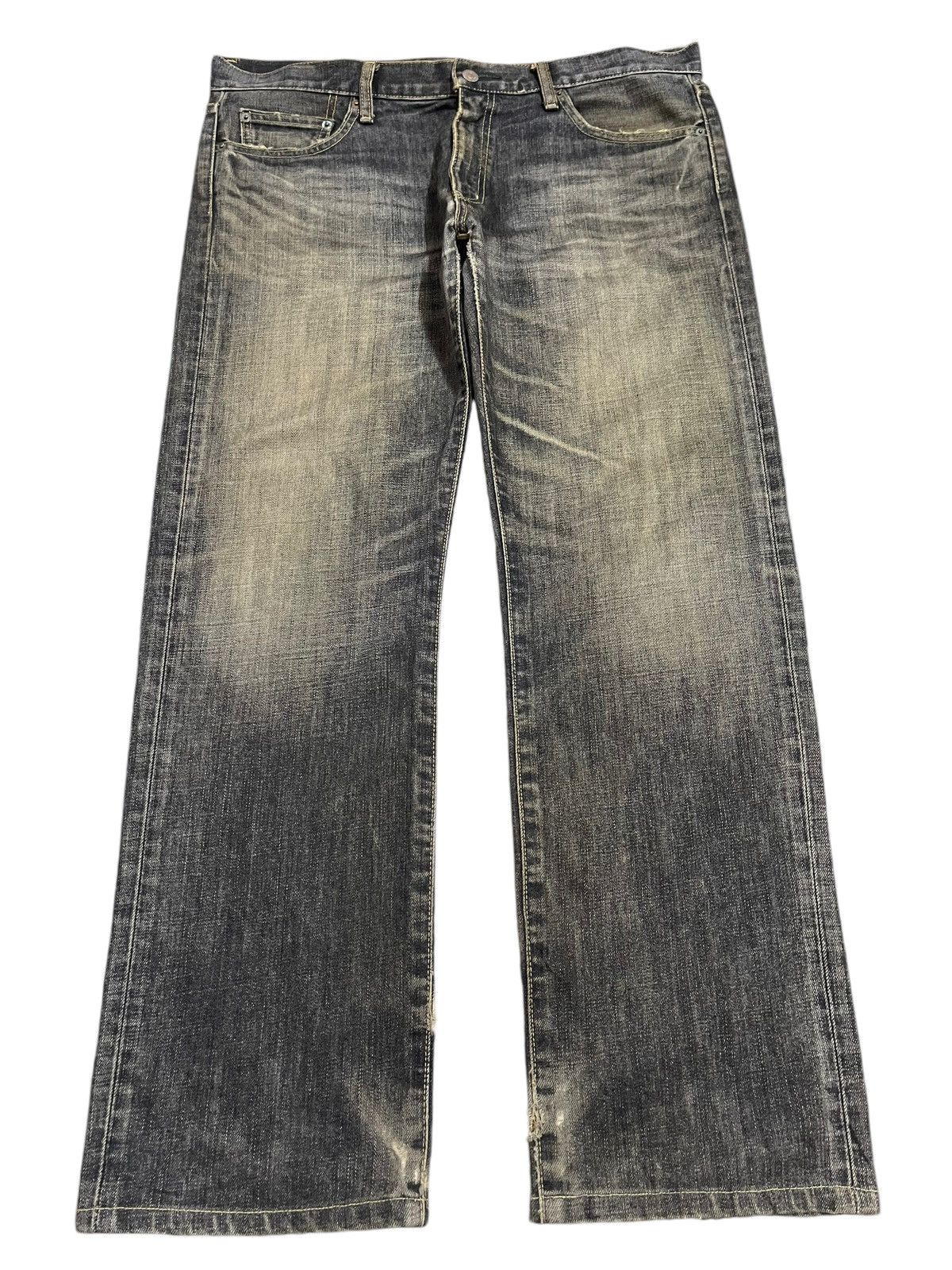 Vintage Japanese Uniqlo Faded Mud Wash Style Loose Jeans