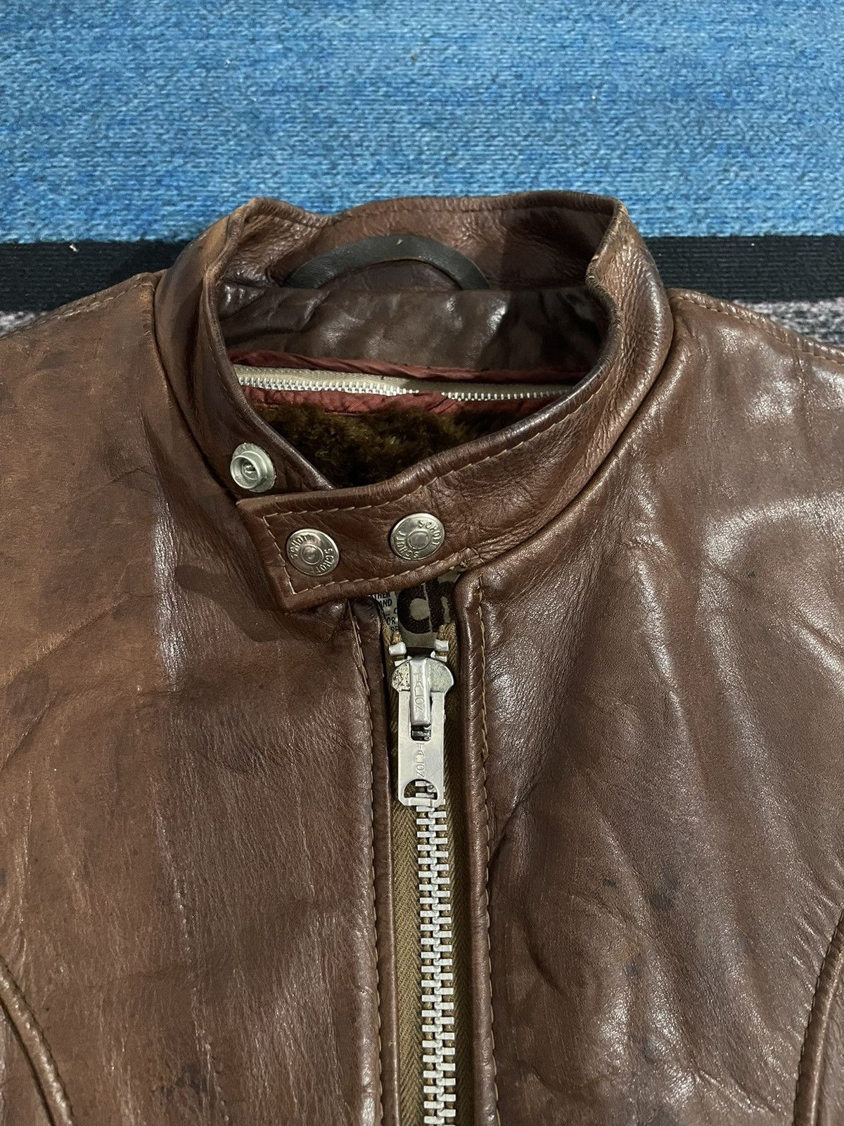 Schott SCHOTT CAFE RACER LEATHER BIKER JACKET Size US L / EU 52-54 / 3 - 9 Thumbnail