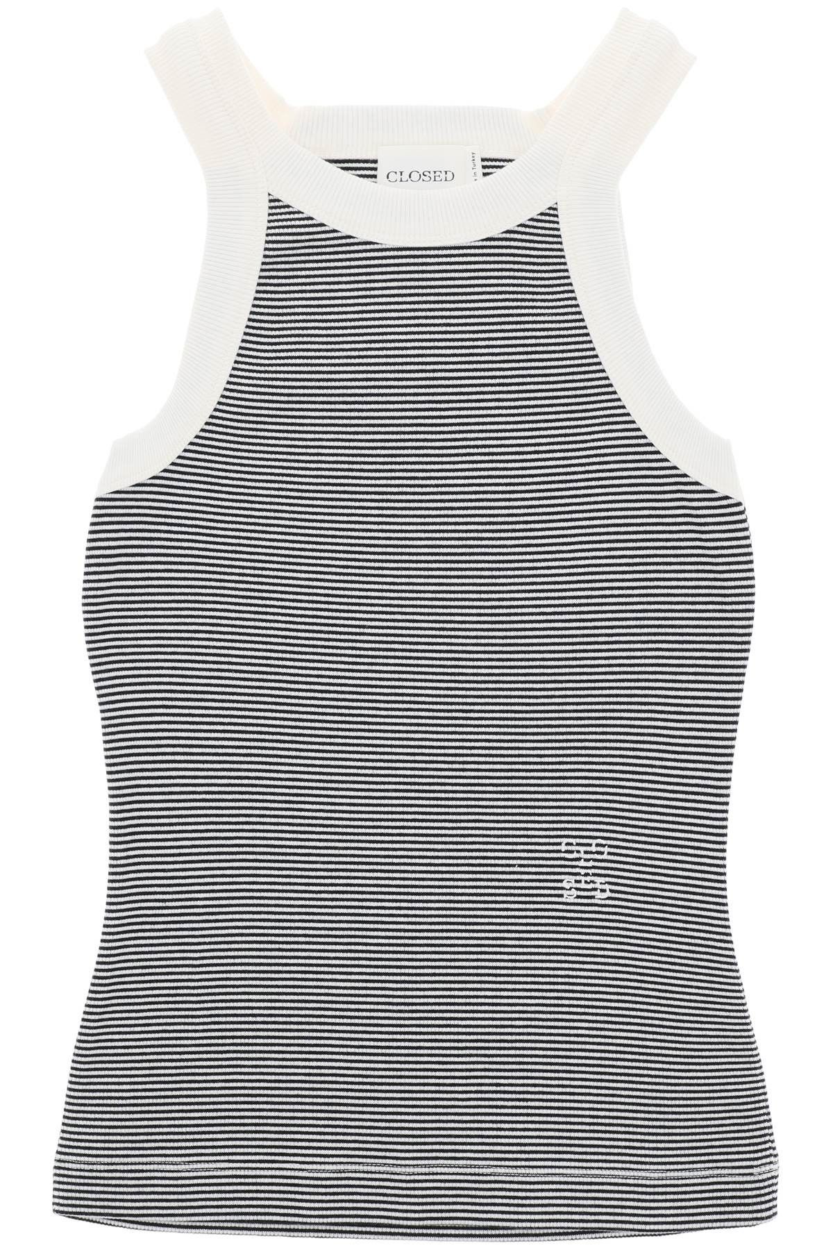 image of Closed Striped Racer Tank Top in Black, Women's (Size Small)