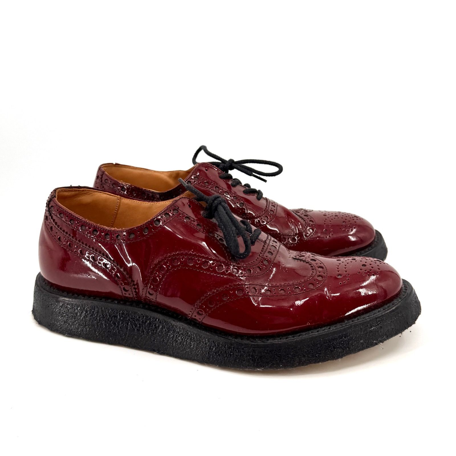 Vintage Nepco Footwear Red Patent Leather Wingtip Platform Brogues Size US 7 / EU 40 - 2 Thumbnail