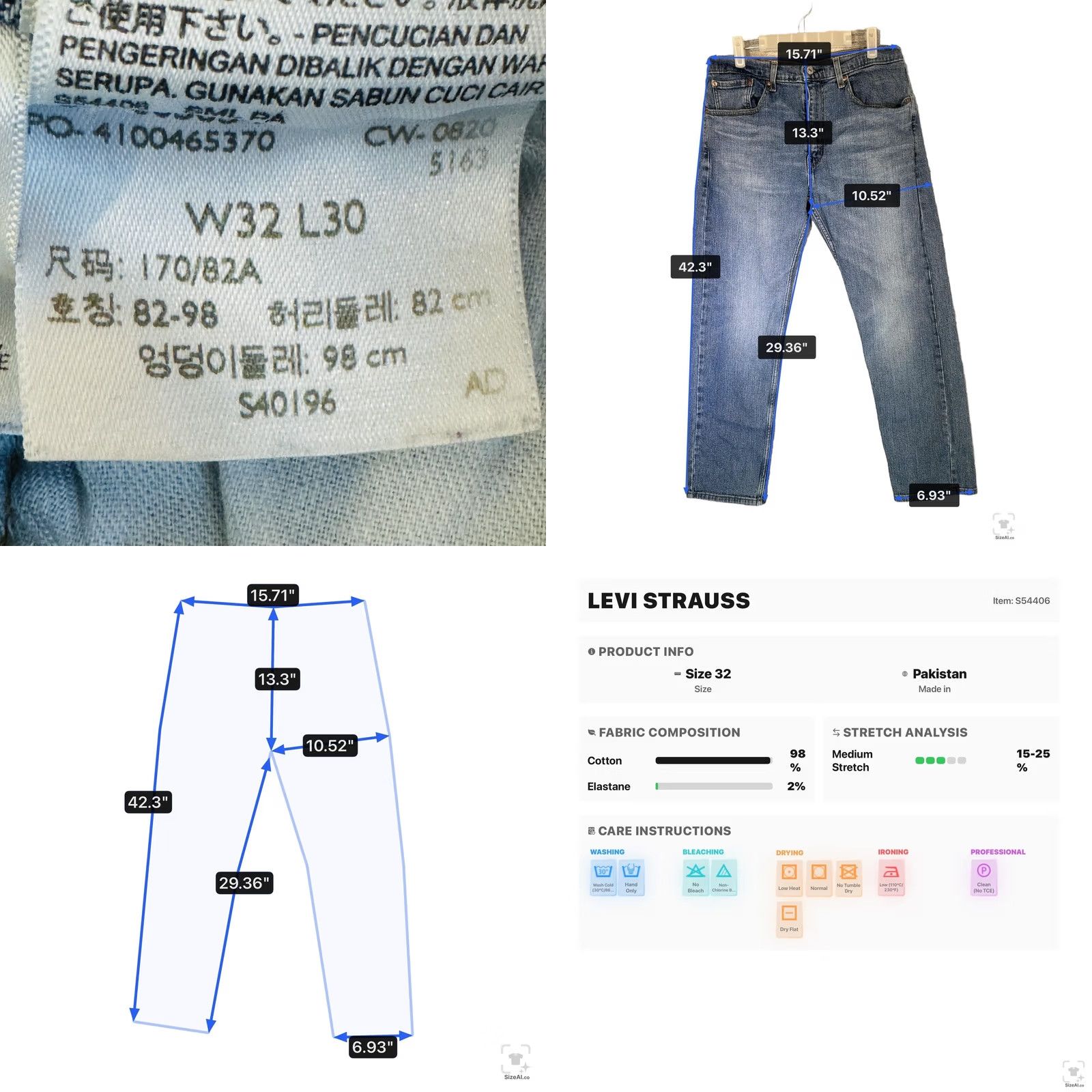 Levi's Levi's 505 Jeans Mens 32x30 Blue Medium Wash Slim Tapered Denim Zip Fly Size US 32 / EU 48 - 9 Thumbnail