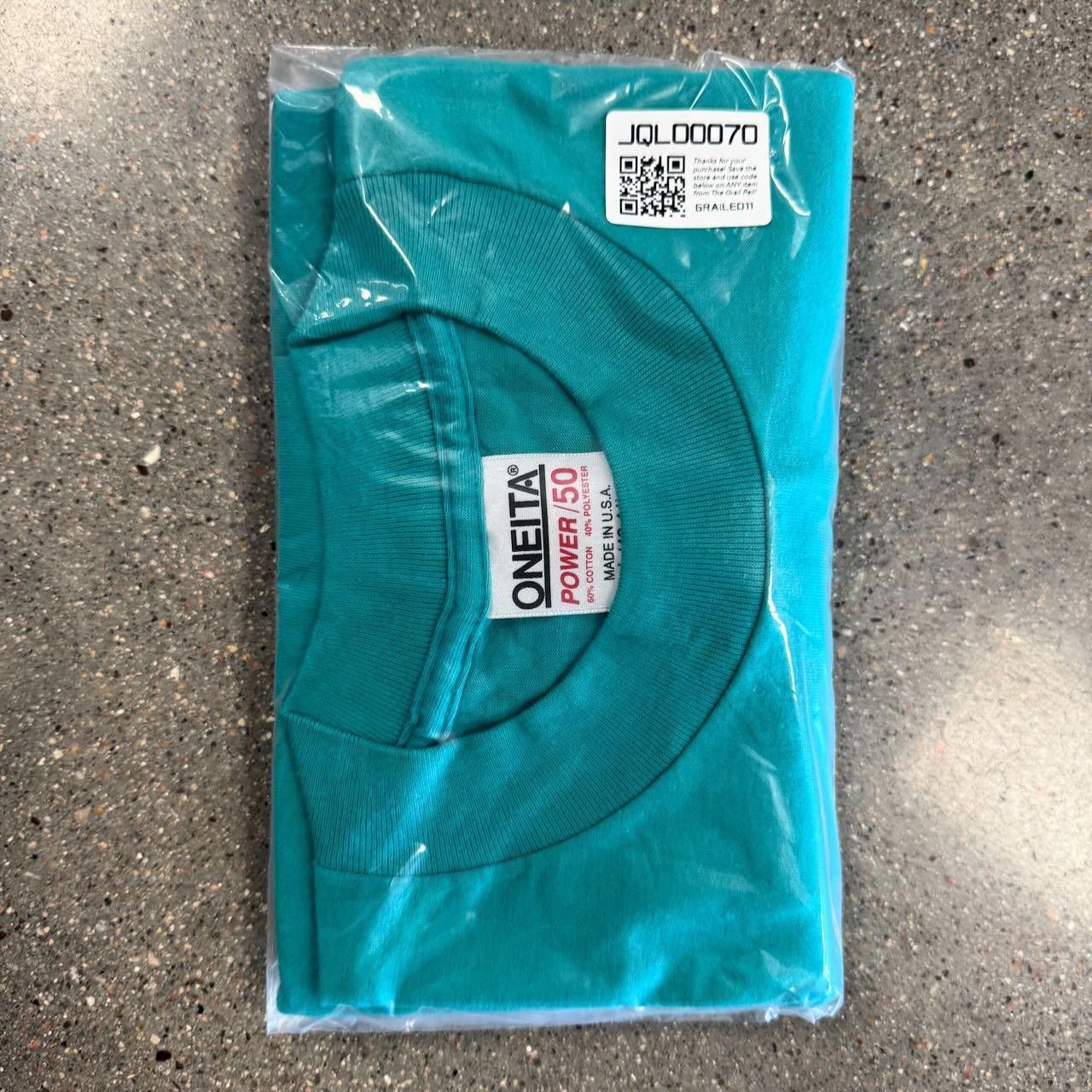 Designer VTG 90s ONEITA Single Stitch Power T-Shirt Teal Adult L Size US L / EU 52-54 / 3 - 8 Thumbnail