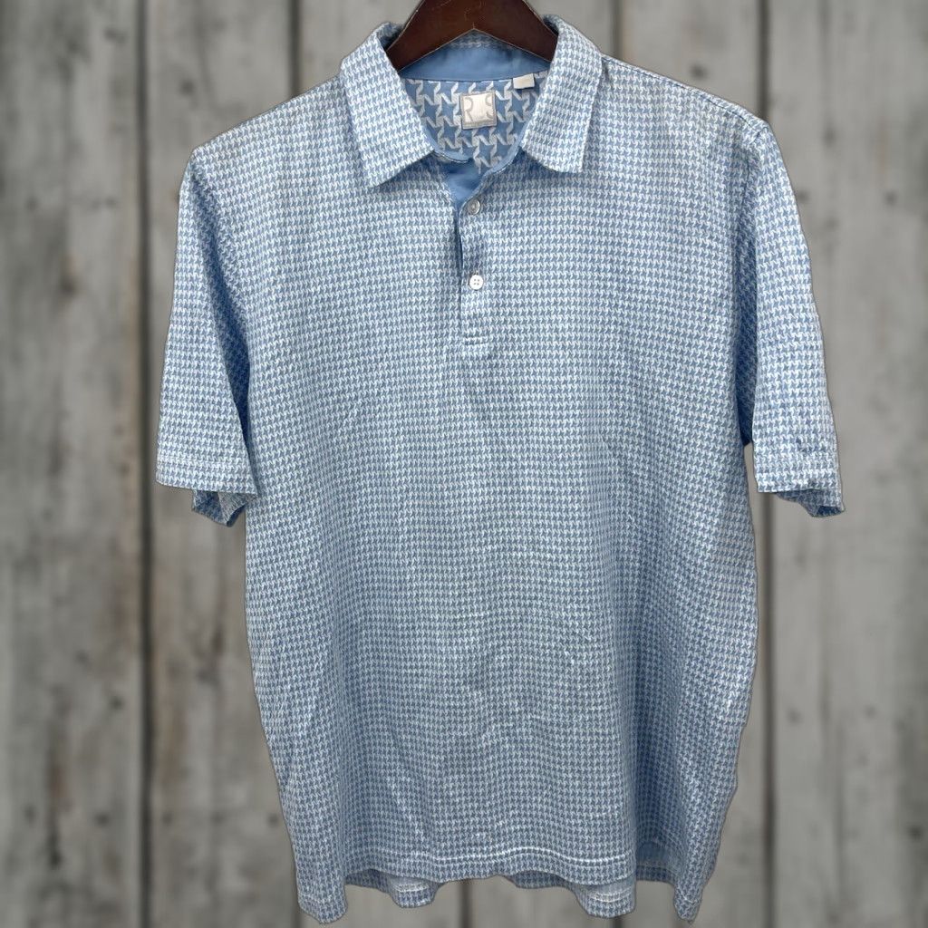 Vintage VINTAGE RAFFI SHAYA Polo Golf Shirt Men L Blue Houndstooth Classic 90s Theme Golf Size US L / EU 52-54 / 3 - 1 Thumbnail
