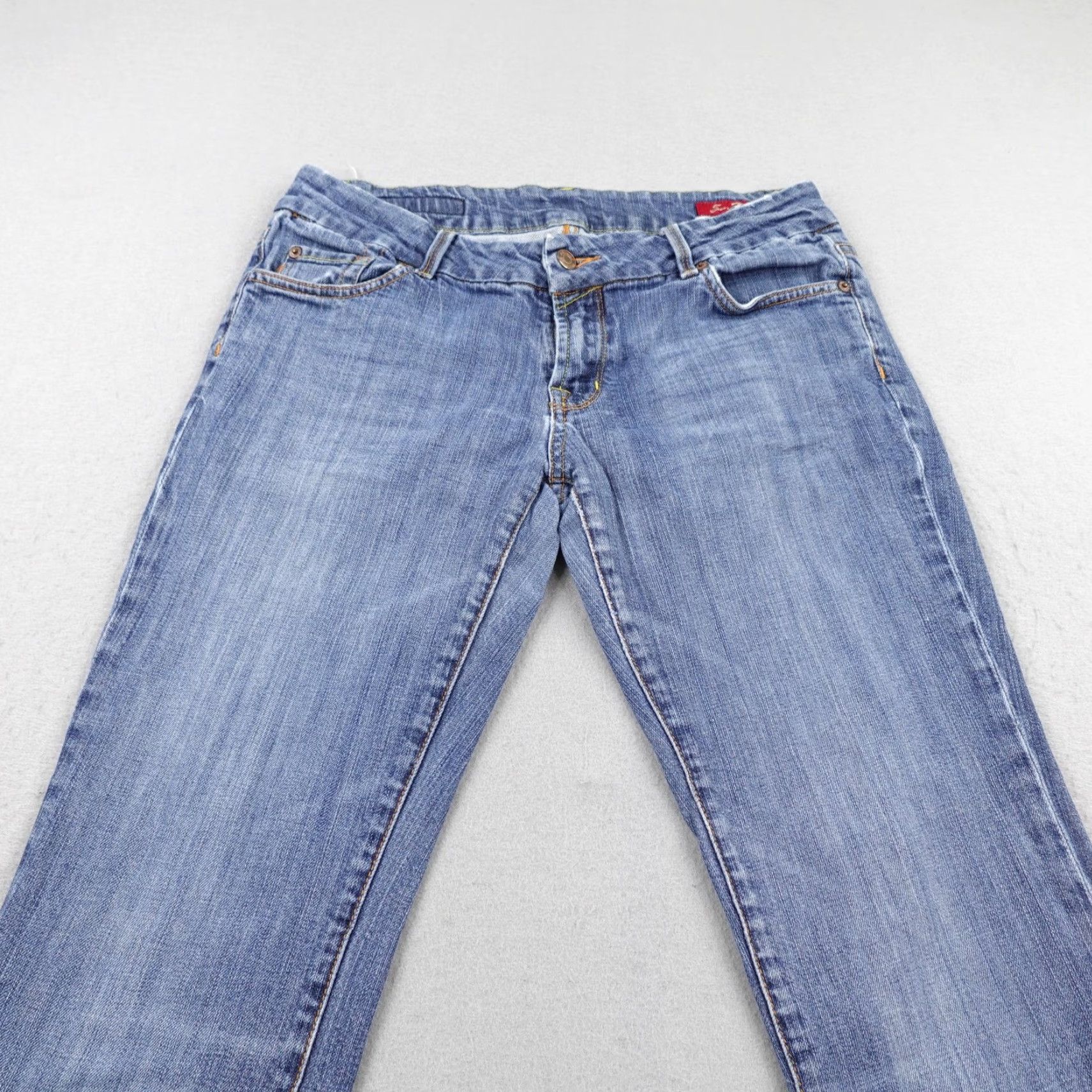 Vintage VINTAGE Seven7 Jeans Womens 32 Blue Denim Low Rise Bootcut Flare Y2K Flex Stretch Faded Size 24" / US 00 / IT 34 - 2 Thumbnail