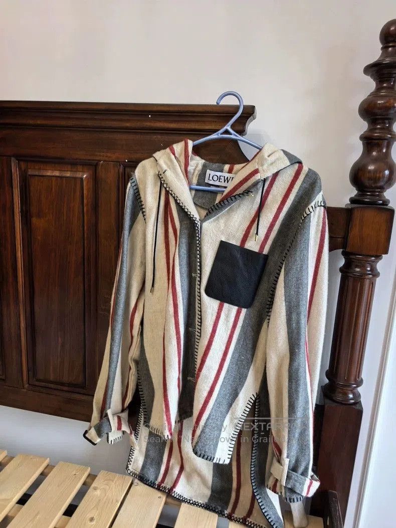 Loewe LOEWE Striped Wool Hooded Coat. Size US M / EU 48-50 / 2 - 2 Thumbnail