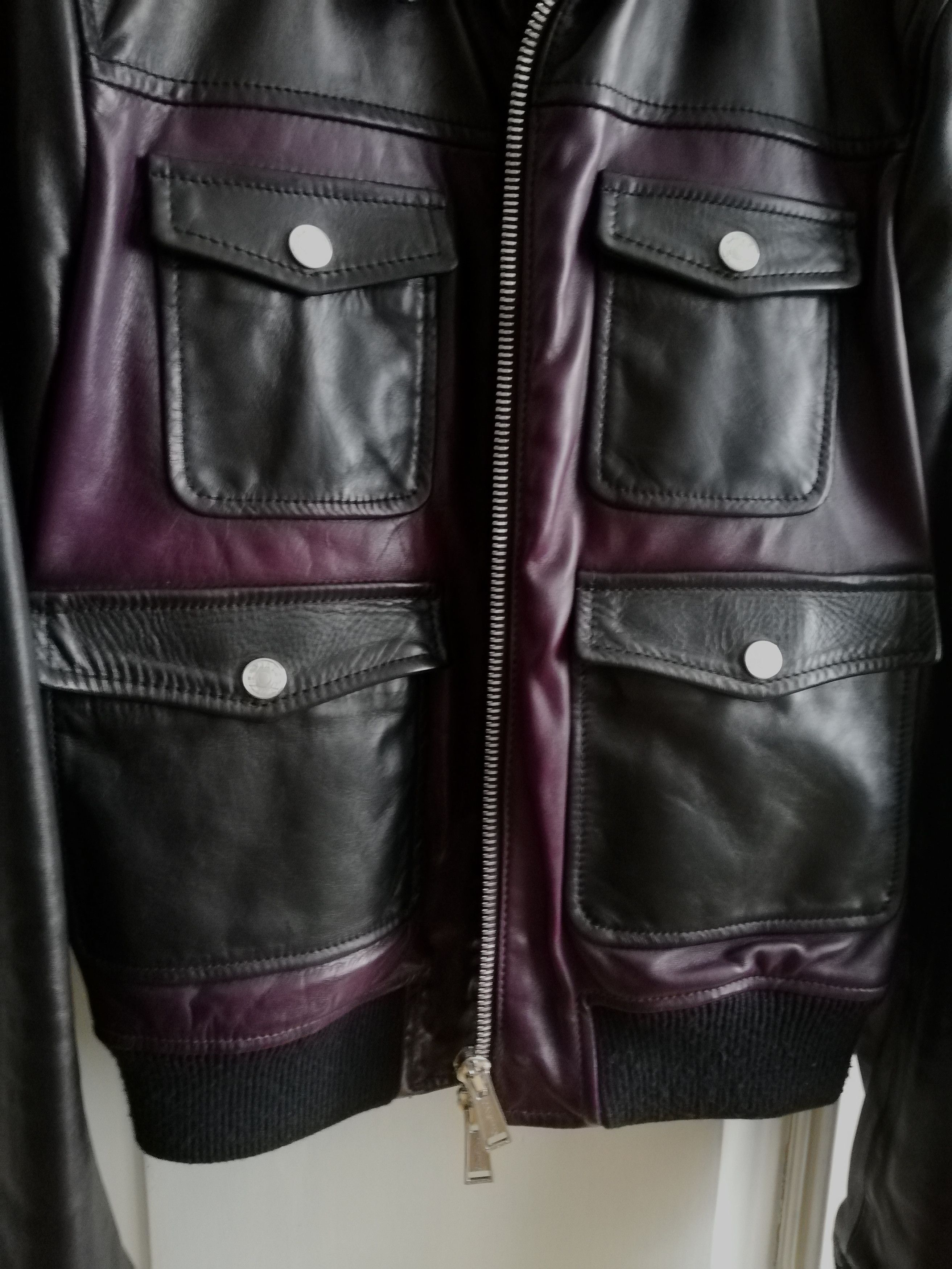 Dsquared2 Dsquared2 Horsehide Purple and Black Leather Jacket Size M / US 6-8 / IT 42-44 - 3 Thumbnail