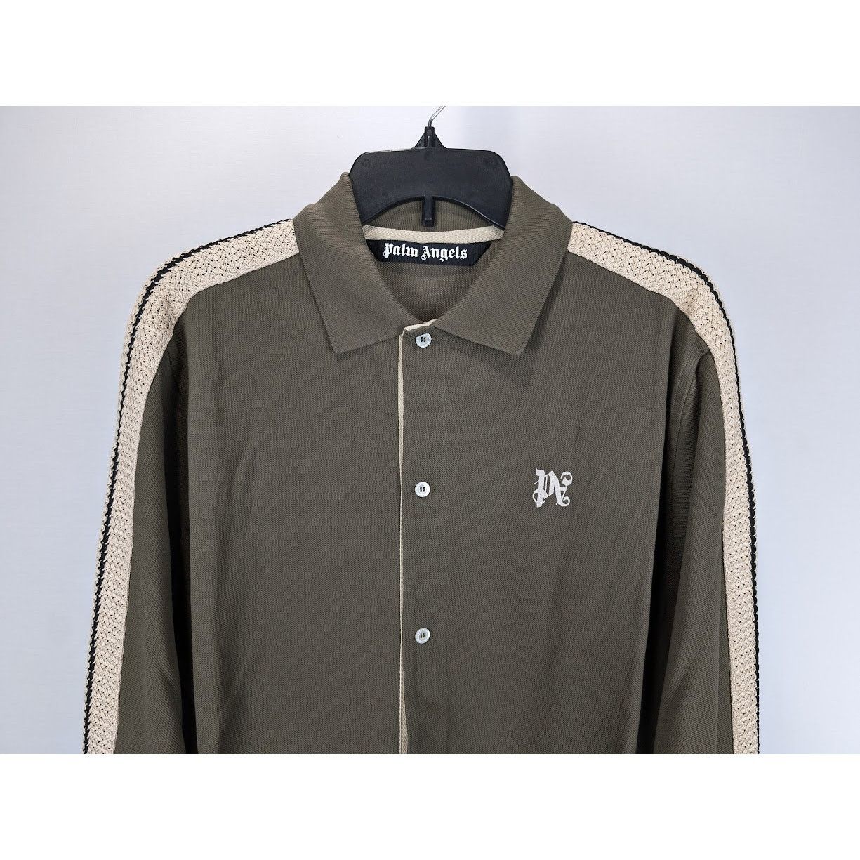 Palm Angels o1rshd1 Q:2 / PA Monogram Piquet Track Shirt in Brown Size US L / EU 52-54 / 3 - 7 Thumbnail