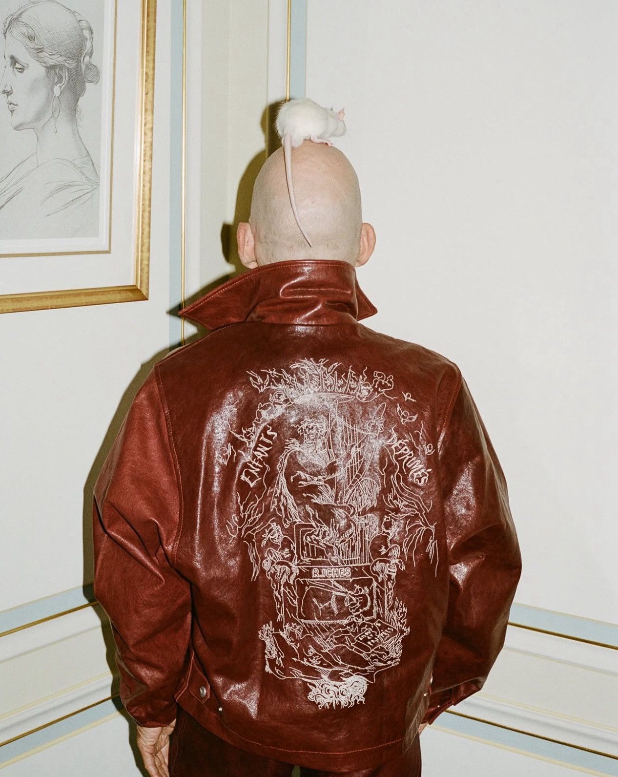 Enfants Riches Deprimes STISH EMBROIDERED BURGUNDY LEATHER JACKET Size US L / EU 52-54 / 3 - 4 Thumbnail