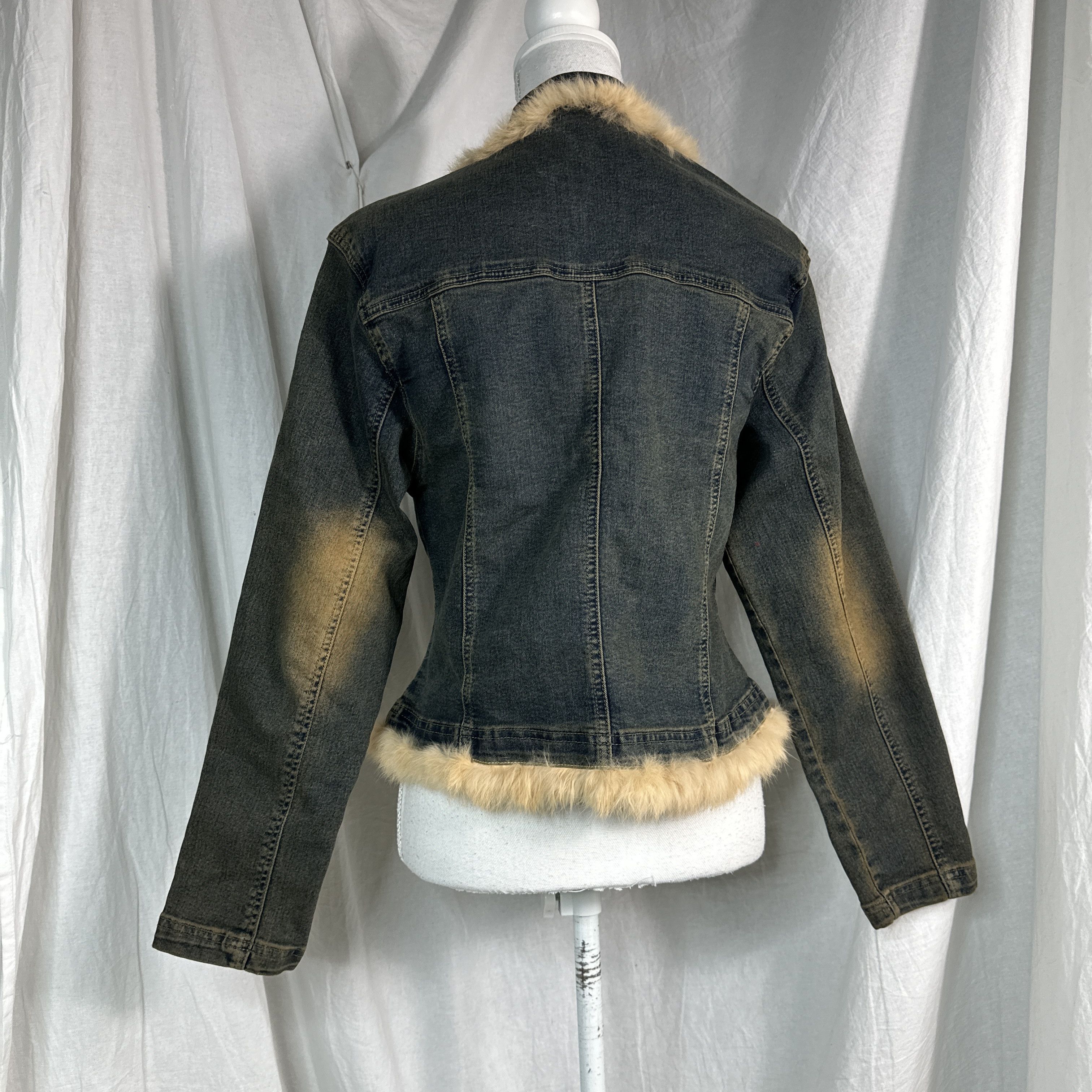 Vintage Vintage Denim Jeans Jacket Faded Fur Y2K Size M / US 6-8 / IT 42-44 - 7 Thumbnail