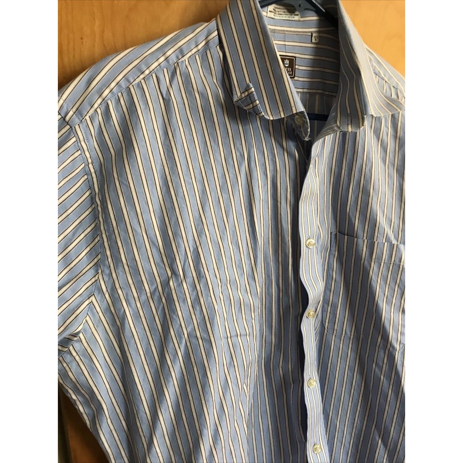 Peter Millar Peter Millar Men’s 16.5 Blue Striped LS Button Down Shirt Size US XL / EU 56 / 4 - 9 Thumbnail