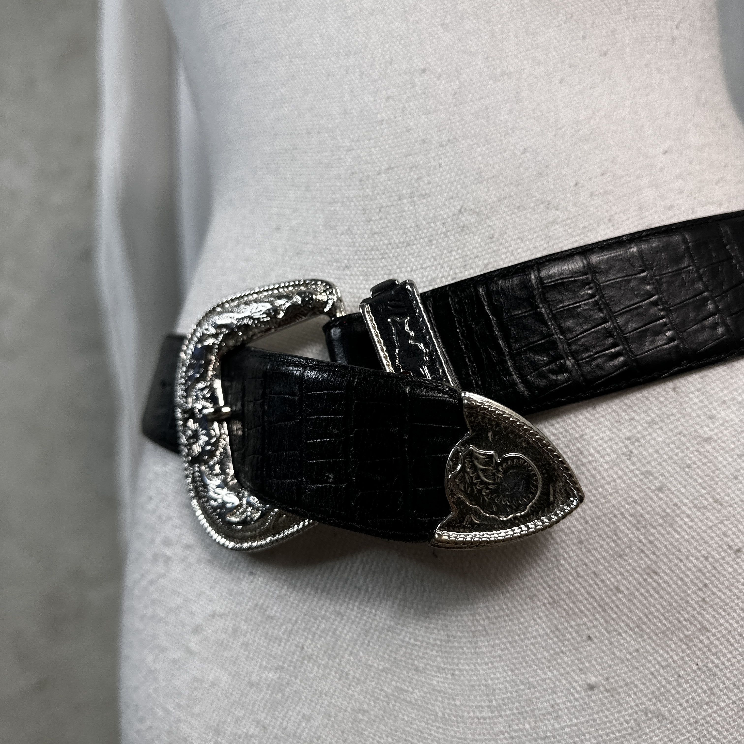 Hugo Boss × Vintage Western Leather Belt Hugo Boss Size ONE SIZE - 5 Thumbnail