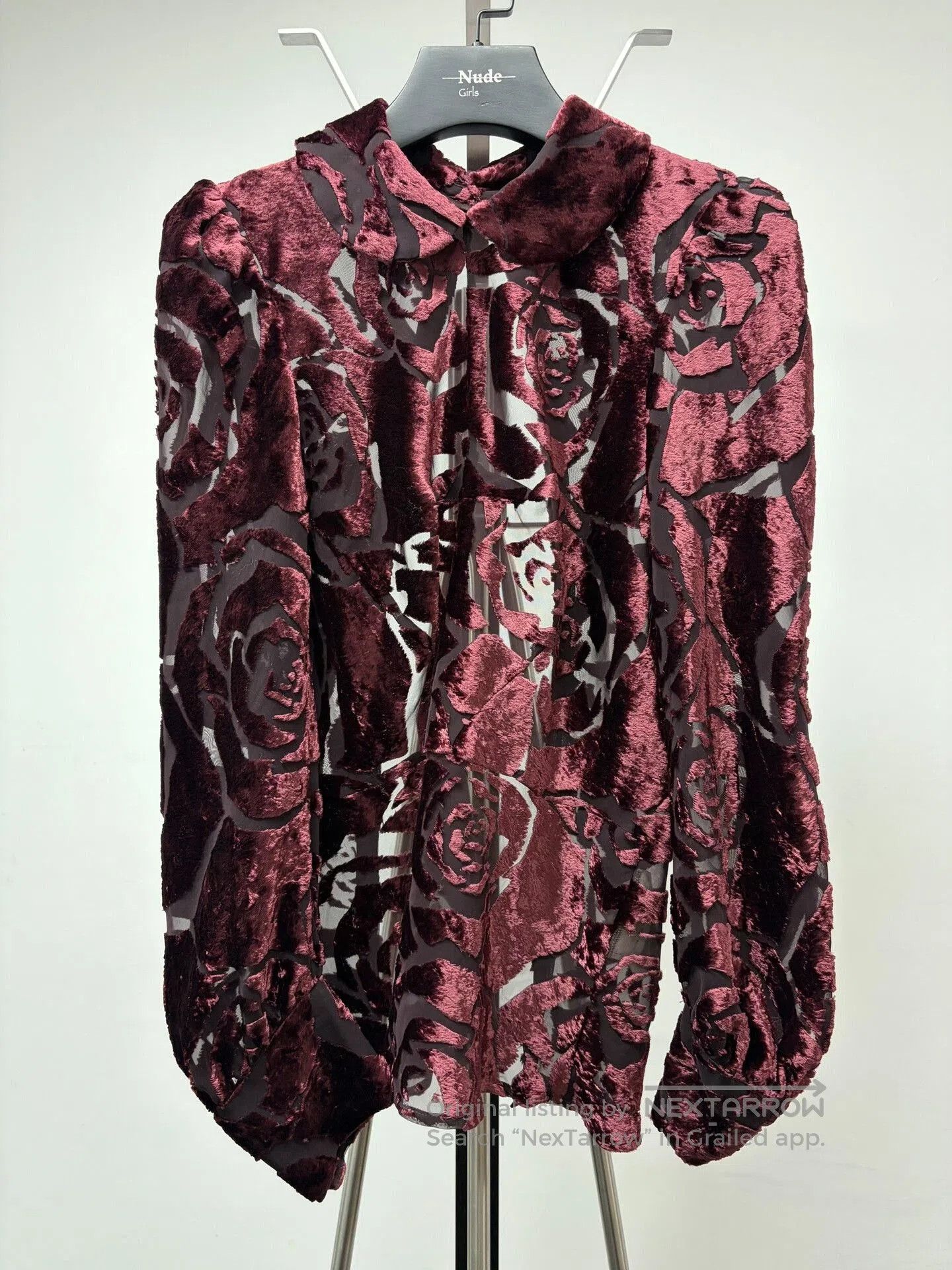 Junya Watanabe burgundy velvet backless blouse. Size S / US 4 / IT 40 - 3 Thumbnail