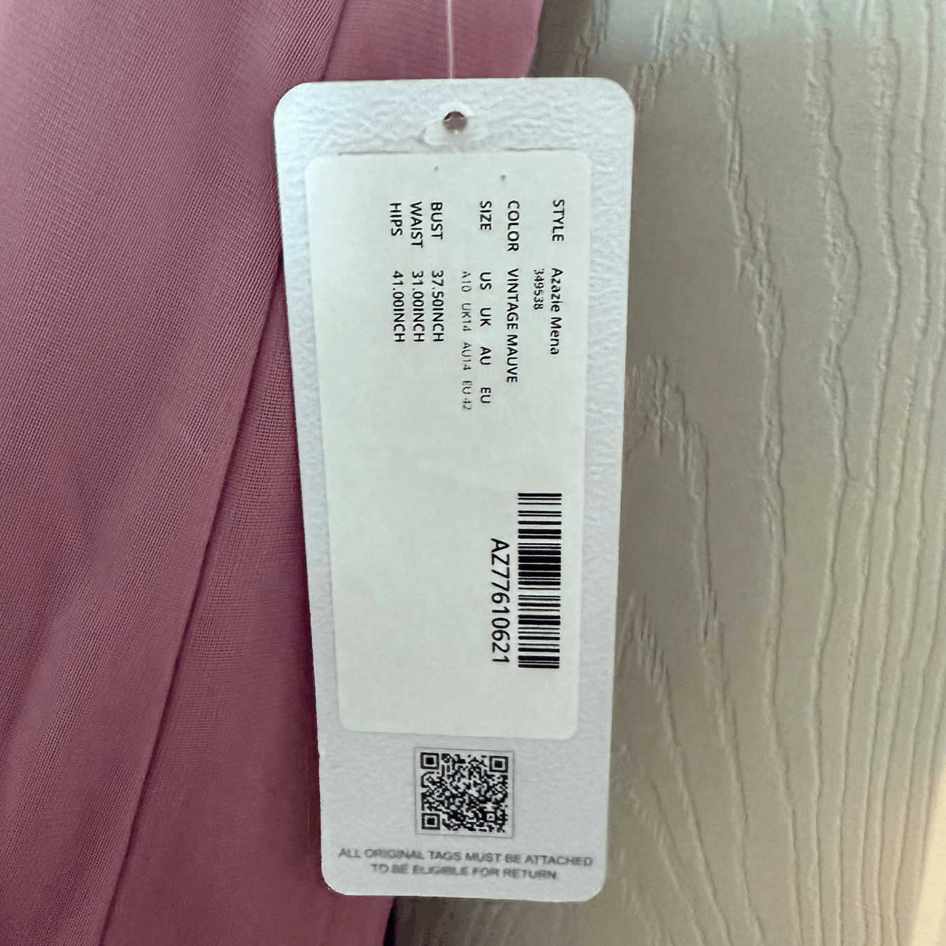 Designer NWT Azazie Mena Vintage Mauve Bridesmaid Dress Gown Size L / US 10 / IT 46 - 7 Thumbnail