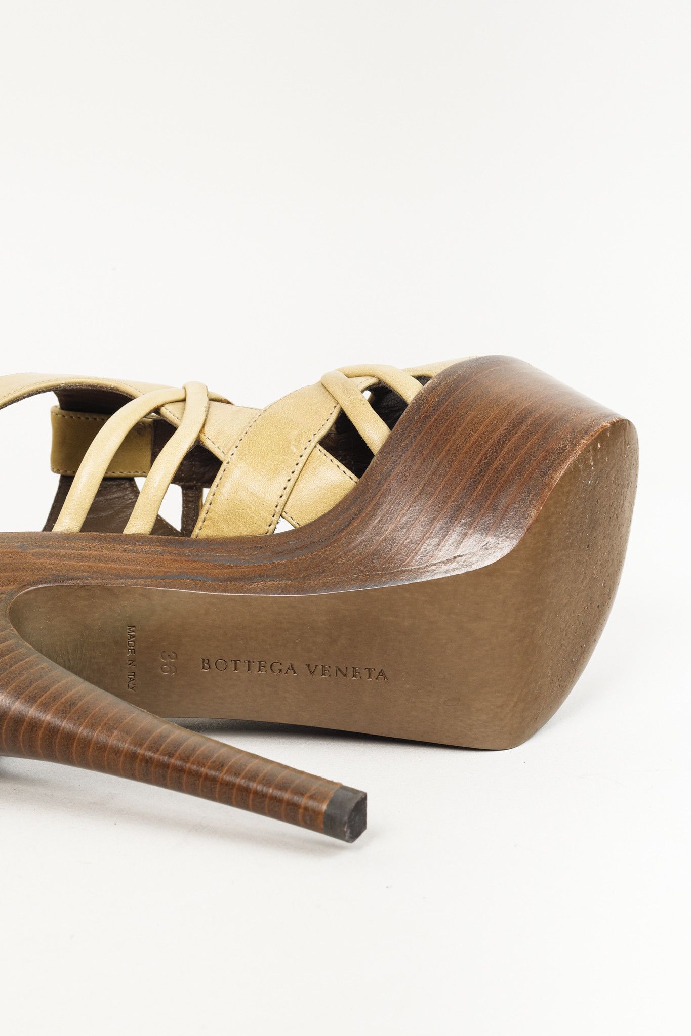 Bottega Veneta Bottega Veneta Khaki Cage Wooden Platform Stiletto Sandal Size US 6 / IT 36 - 5 Thumbnail