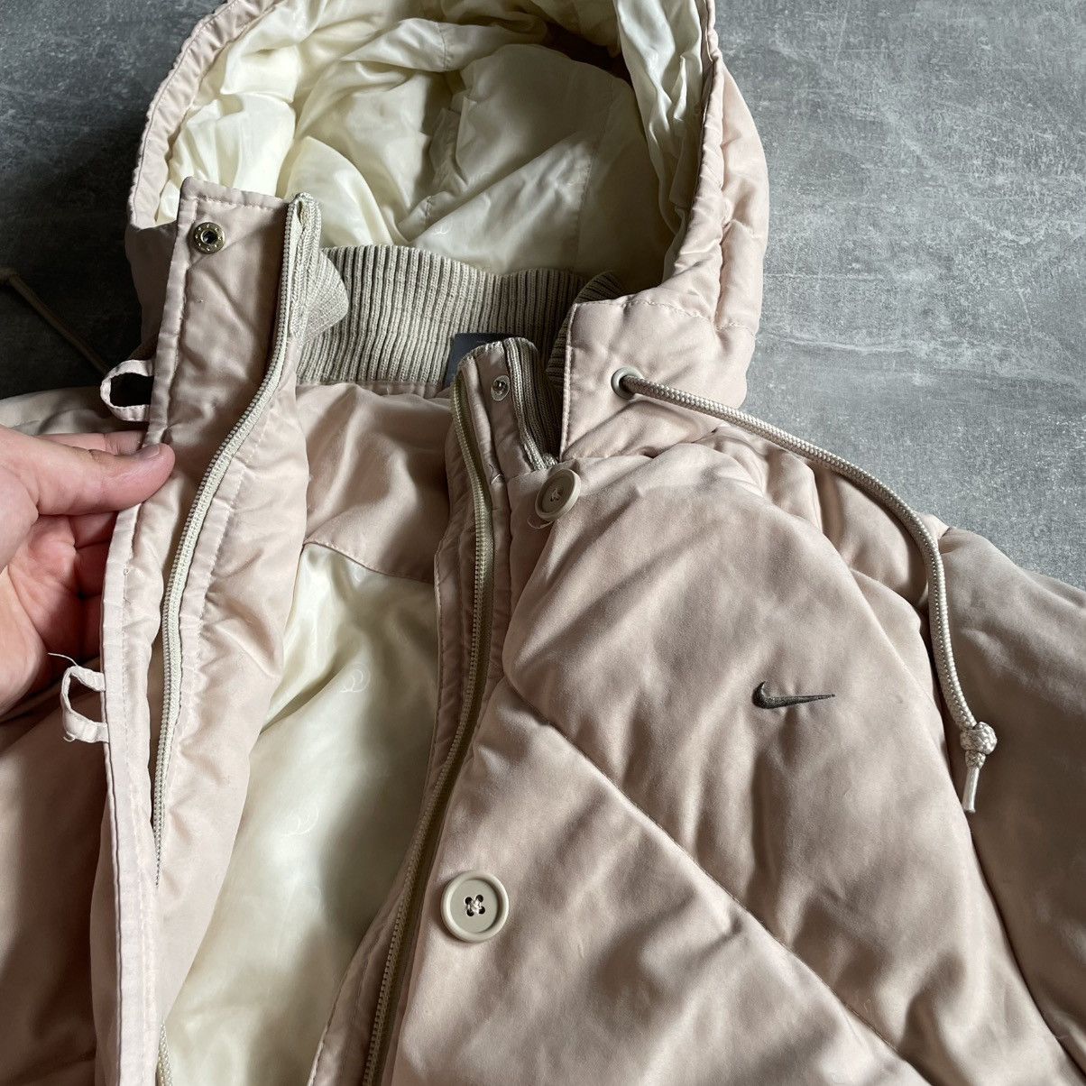 Nike Y2K Vintage Nike Puffer Jacket coat down bomber swoosh beige Size M / US 6-8 / IT 42-44 - 2 Thumbnail